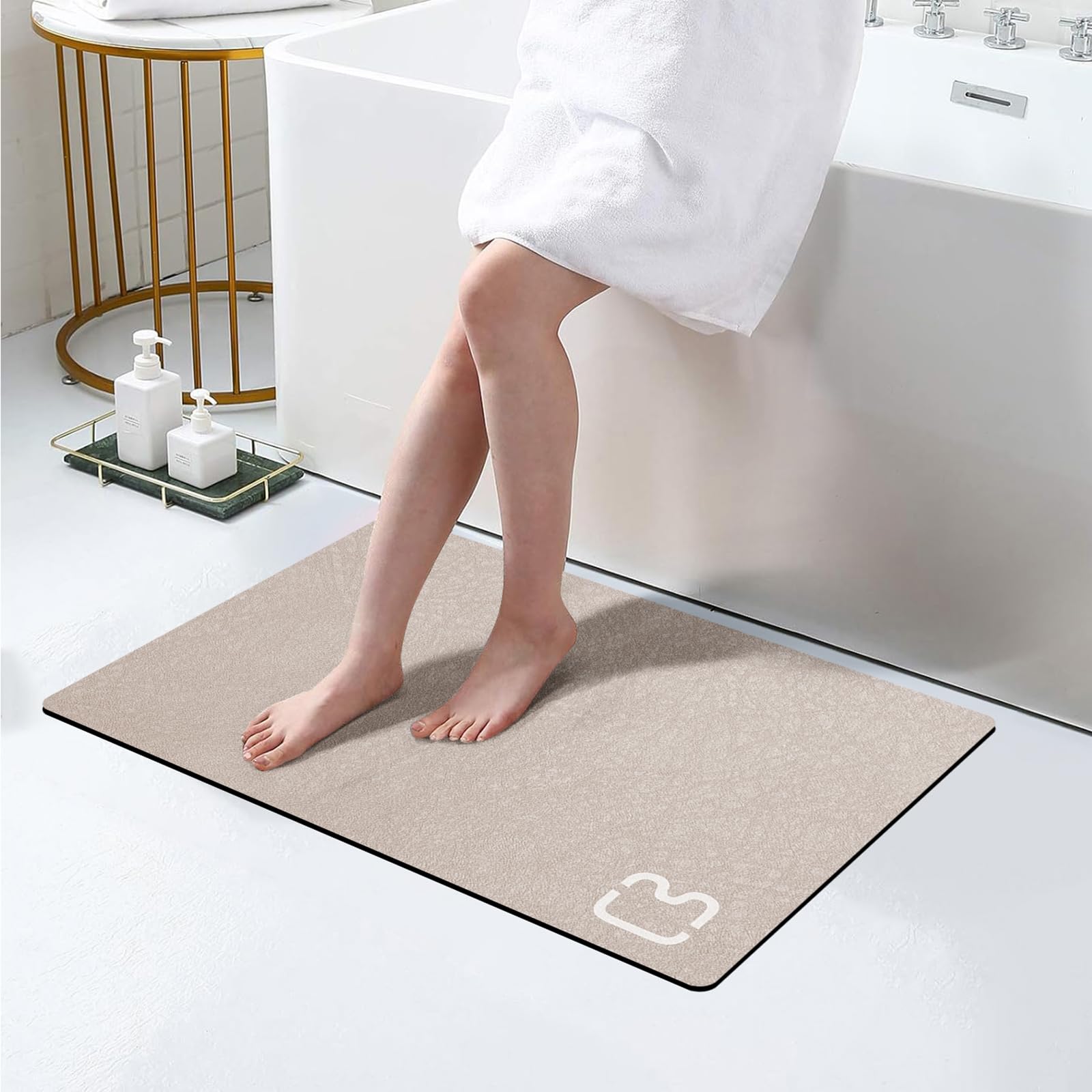 Bathroom Runner Mat Rugs Long Diatomite Stone Bath Mat Large Super Absorbent Diatomaceous Earth Bath Mat Non Slip Rubber Backed Fast Dry Shower Mat Thin Bathroom Rugs Floor Mat,15.7"x47.2",Grey