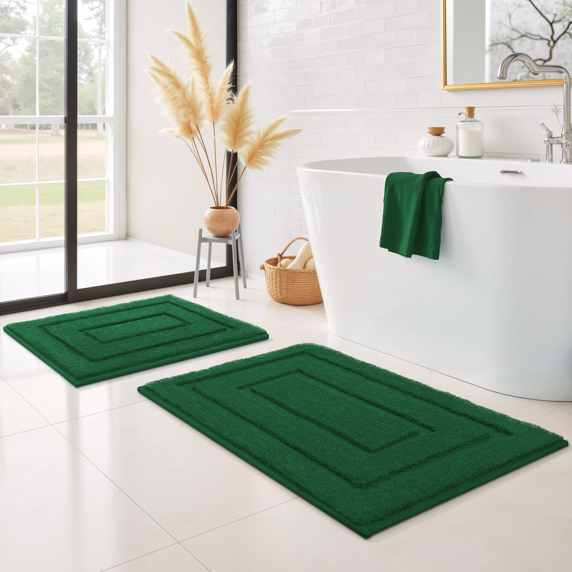 GRANNY SAYS Gray Bathroom Rugs, Bath Mats for Bathroom Non-Slip, Super Soft and Water Absorbent, Microfiber Bath Rugs, Machine Wash Dry, Bath Rugs for Floor, Tub and Shower, 16" x 24"