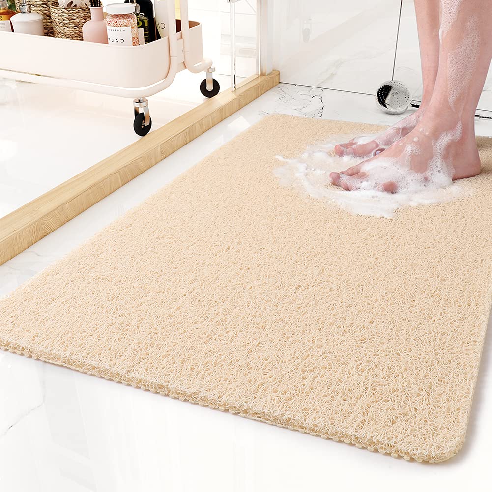 Non-Slip Bathtub Mat, 16x24 Inch, Shower Mats for Bath Tub, PVC Loofah Bathroom Mats for Wet Areas, Quick Drying Foot Scrubber Mat