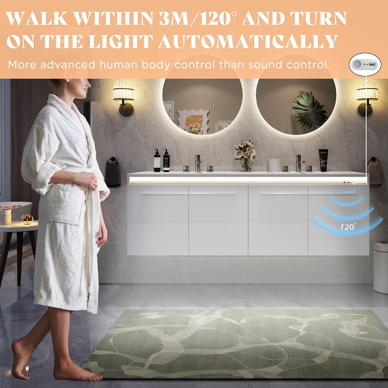 AMERLIFE 60" LED Floating Bathroom Double Vanity with Sink, Modern High Gloss Wall Mounted Bathroom Storage Cabinet with 3 Hole Sink, Metal Handles & Soft Closing Doors, White