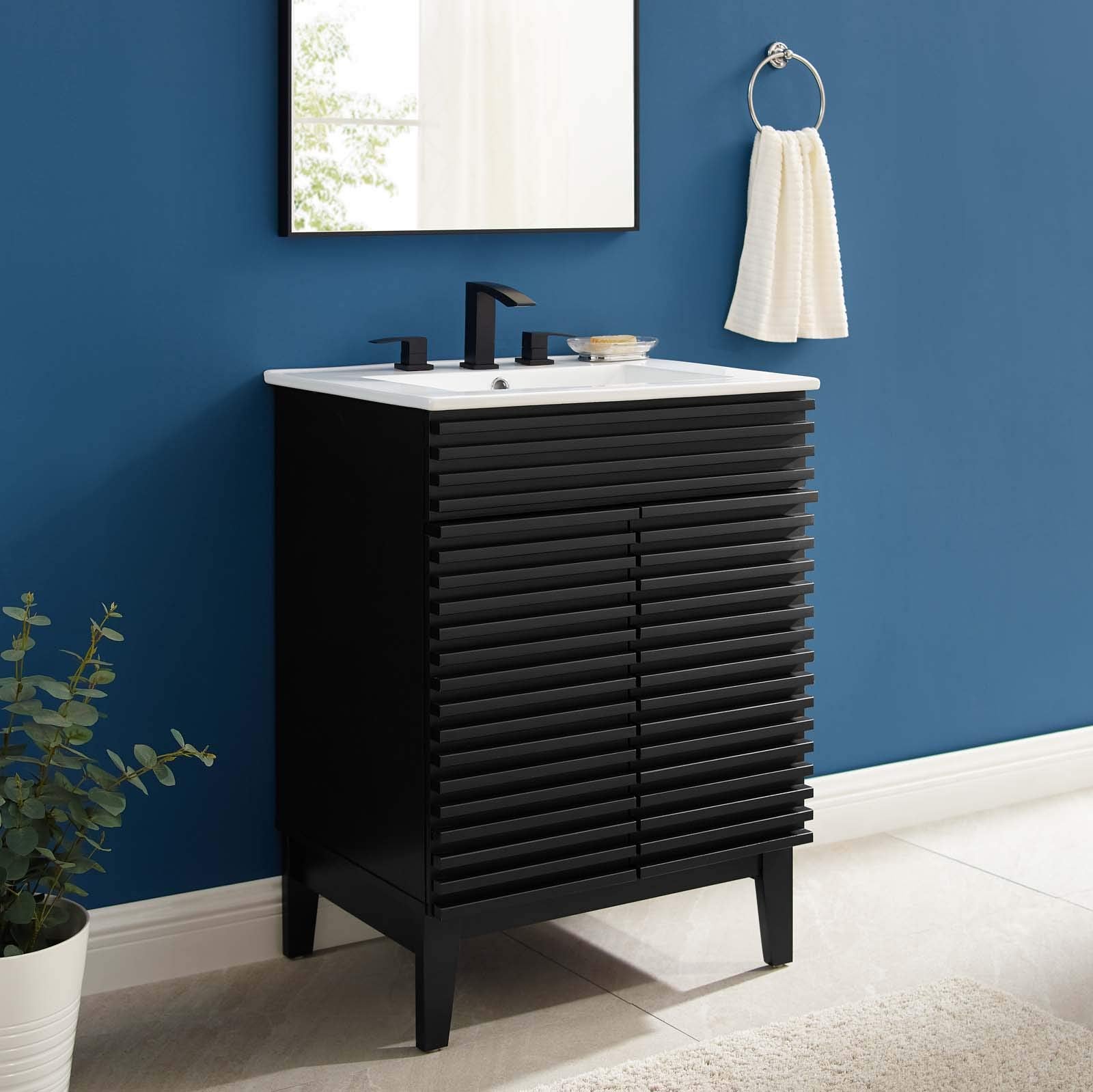 Modway Render 36" Bathroom Vanity in Walnut White