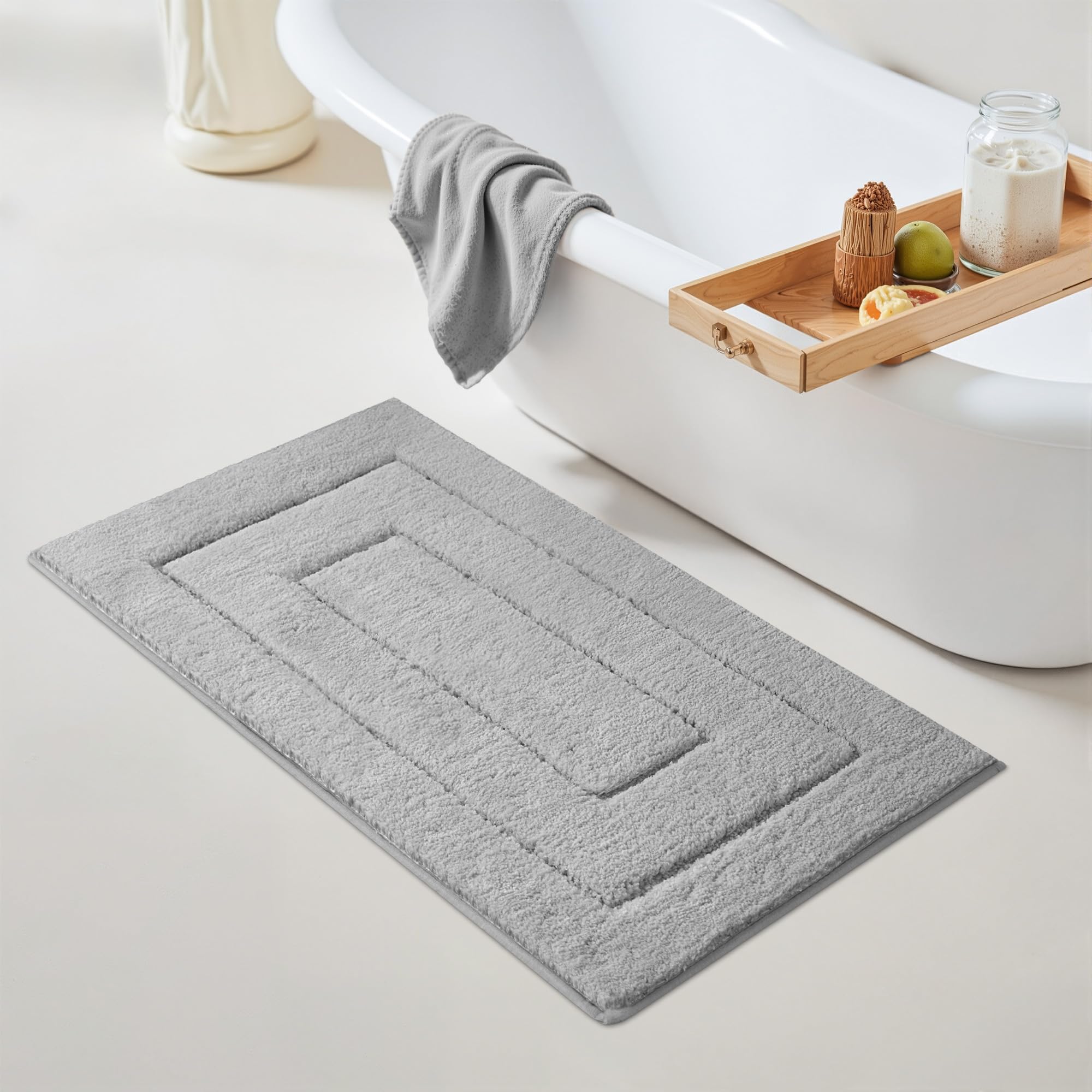 GRANNY SAYS Gray Bathroom Rugs, Bath Mats for Bathroom Non-Slip, Super Soft and Water Absorbent, Microfiber Bath Rugs, Machine Wash Dry, Bath Rugs for Floor, Tub and Shower, 16" x 24"