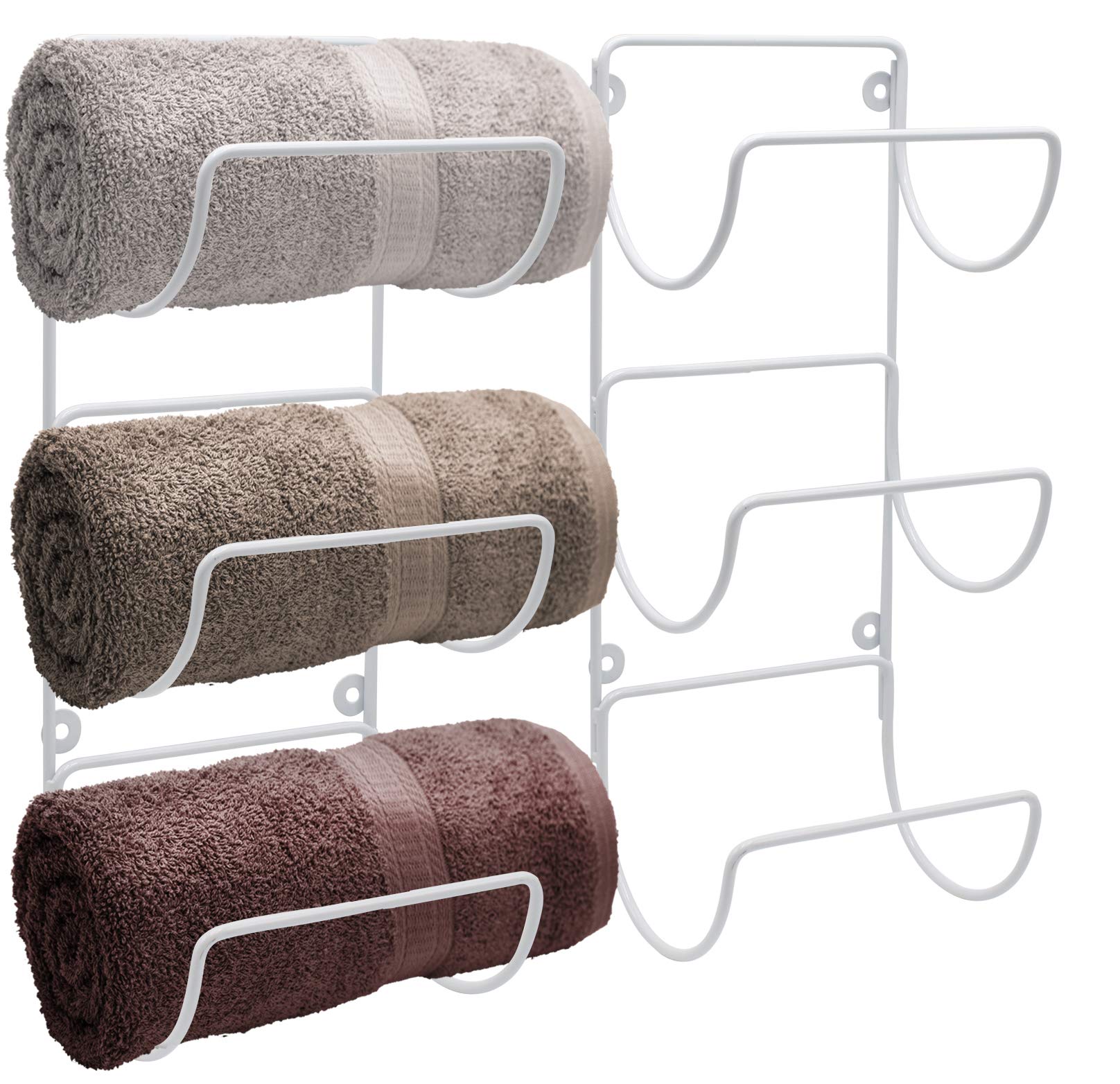 Sorbus Towel Holder for Bathroom Wall - 6 Level Wall Mounted Towel Rack Shelves for Rolled Bath Towels, Washcloths, Linen - Silver Hanging Towel Racks for Bathroom, Spa, Salon, Towel Storage Organizer