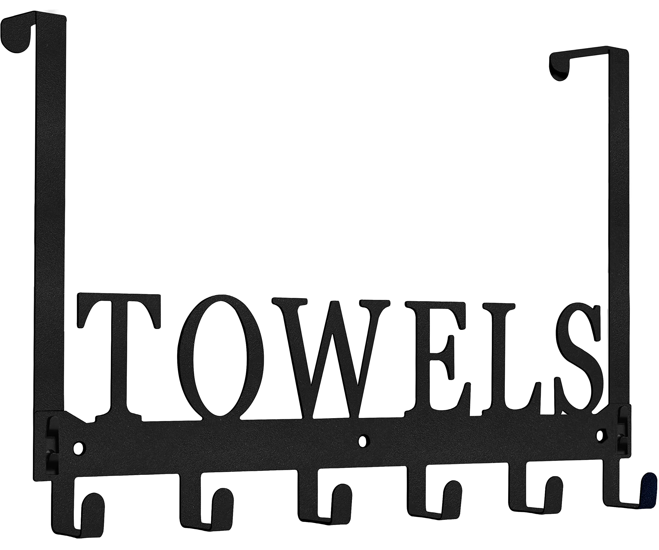 Kuhome Over The Door Hooks, Towel Holder for Bathroom, Door Mount Towel Rack Towel Hooks for Bedroom Beach Towels Bathrobe Wall Mount Hang on The Door Cabinet Cupboard Metal Sandblasted (Black)