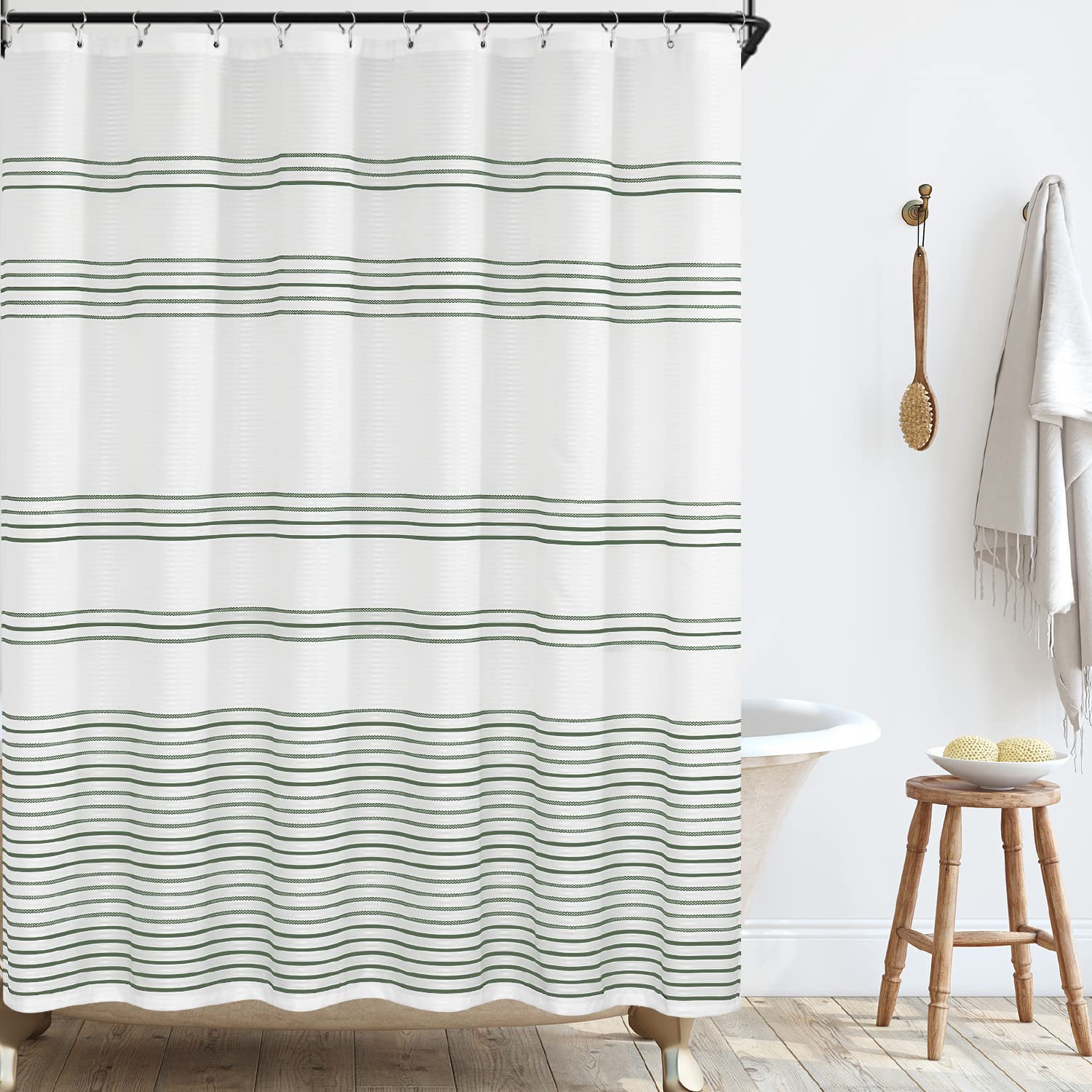 jinchan Black and White Shower Curtain for Bathroom Modern Farmhouse Striped Waterproof Fabric Shower Curtain Set with 12 Hooks Machine Washable 70x72 Inches