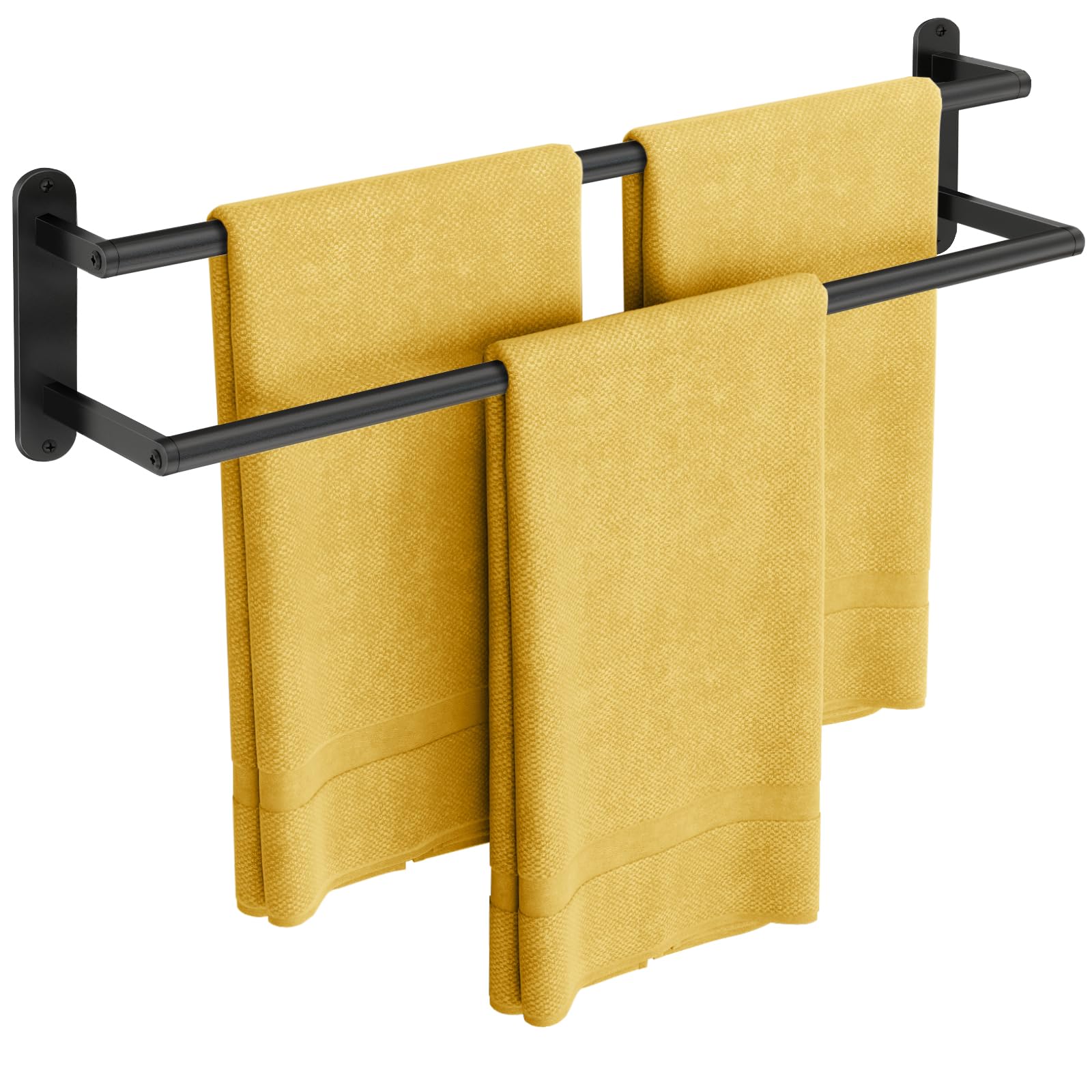 Double Towel Bar 32 Inch, Towel Racks for Bathroom, Wall Mount Bathroom Towel Holder, Stainless Steel Bathroom Towel Rack, Towel Rod Double Towel Hanger(Matte Black)