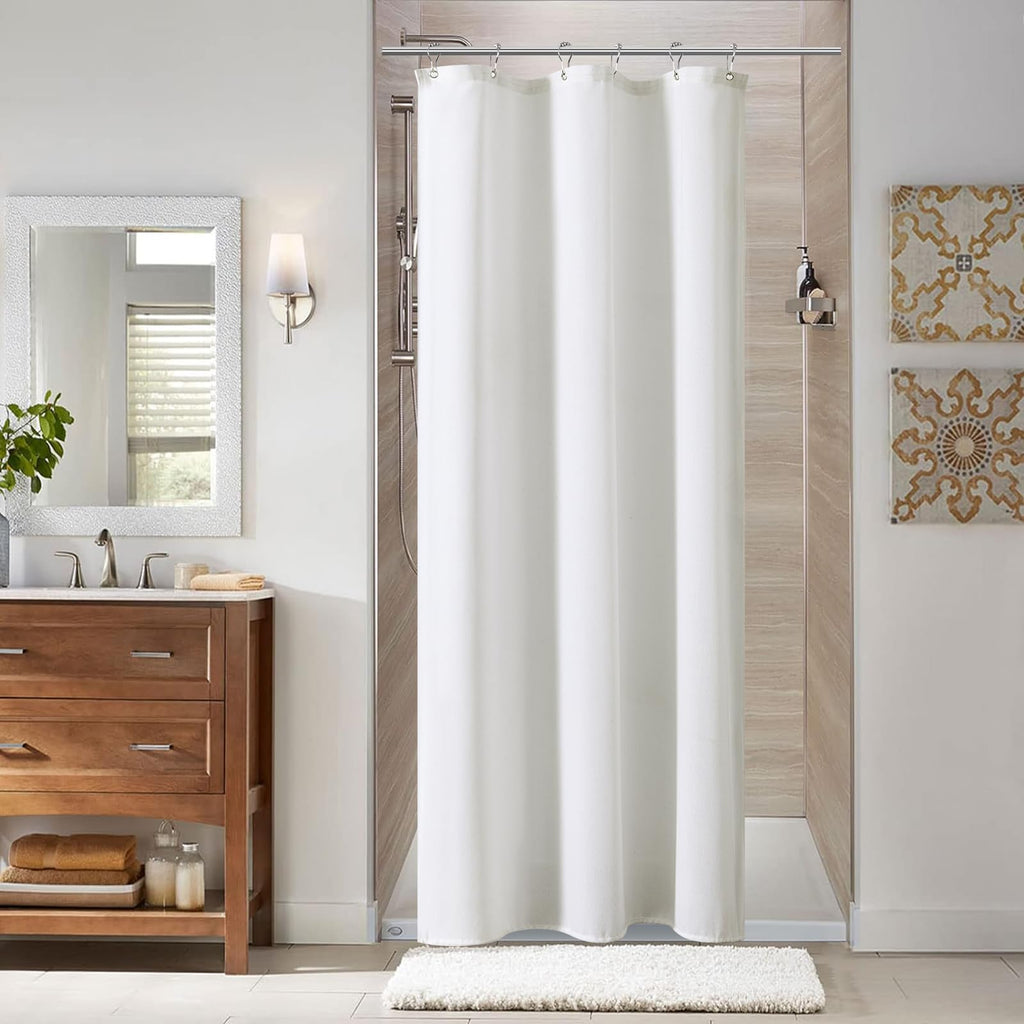 Naturoom Natural Linen Shower Curtain, Country Boho Farmhouse Bath Decor Beige Shower Curtains for Bathroom Neutral Cloth Weighted Textured Fabric Bath Curtain Liner with Hooks, Cream, 72 Inch