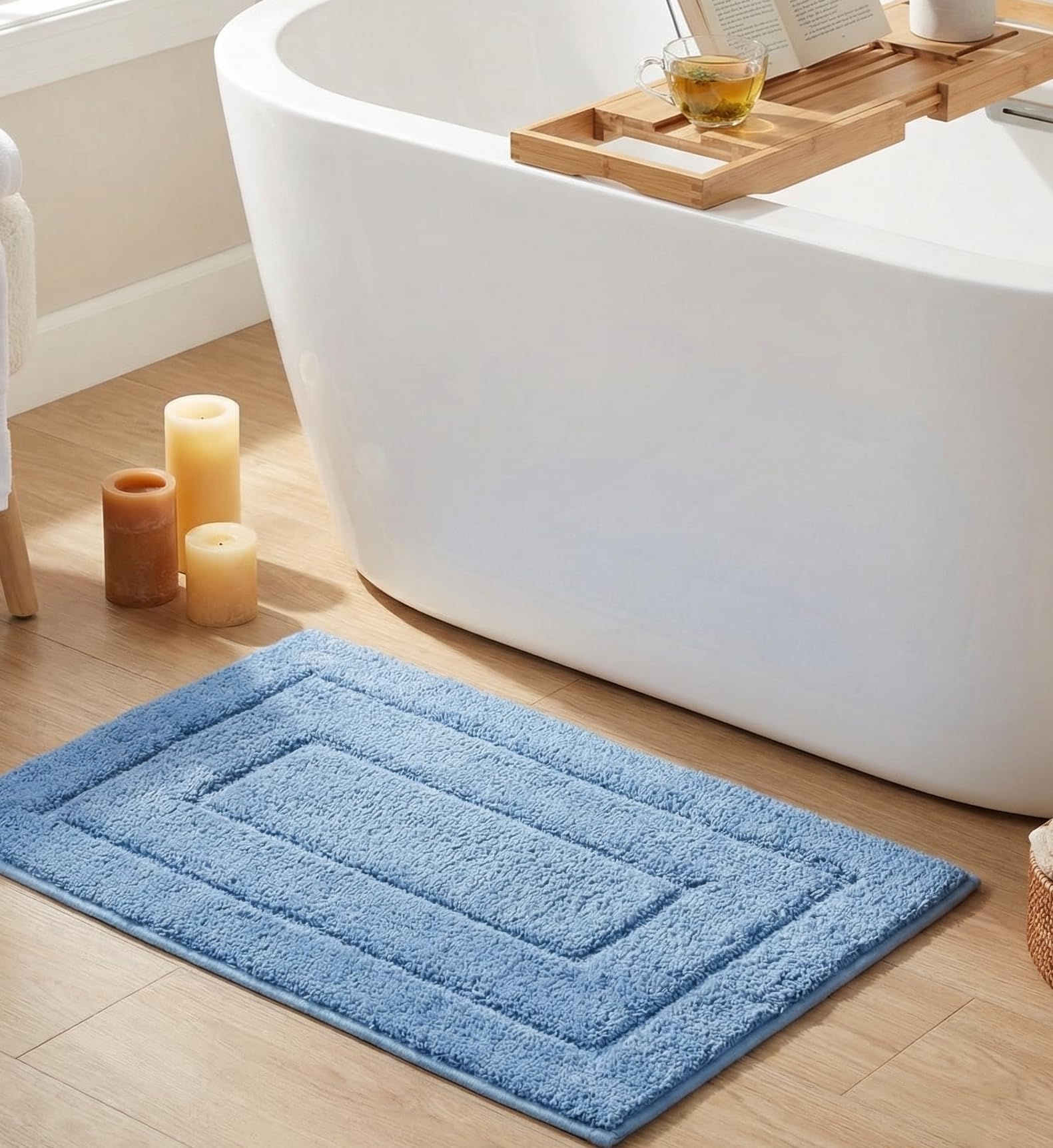 GRANNY SAYS Gray Bathroom Rugs, Bath Mats for Bathroom Non-Slip, Super Soft and Water Absorbent, Microfiber Bath Rugs, Machine Wash Dry, Bath Rugs for Floor, Tub and Shower, 16" x 24"