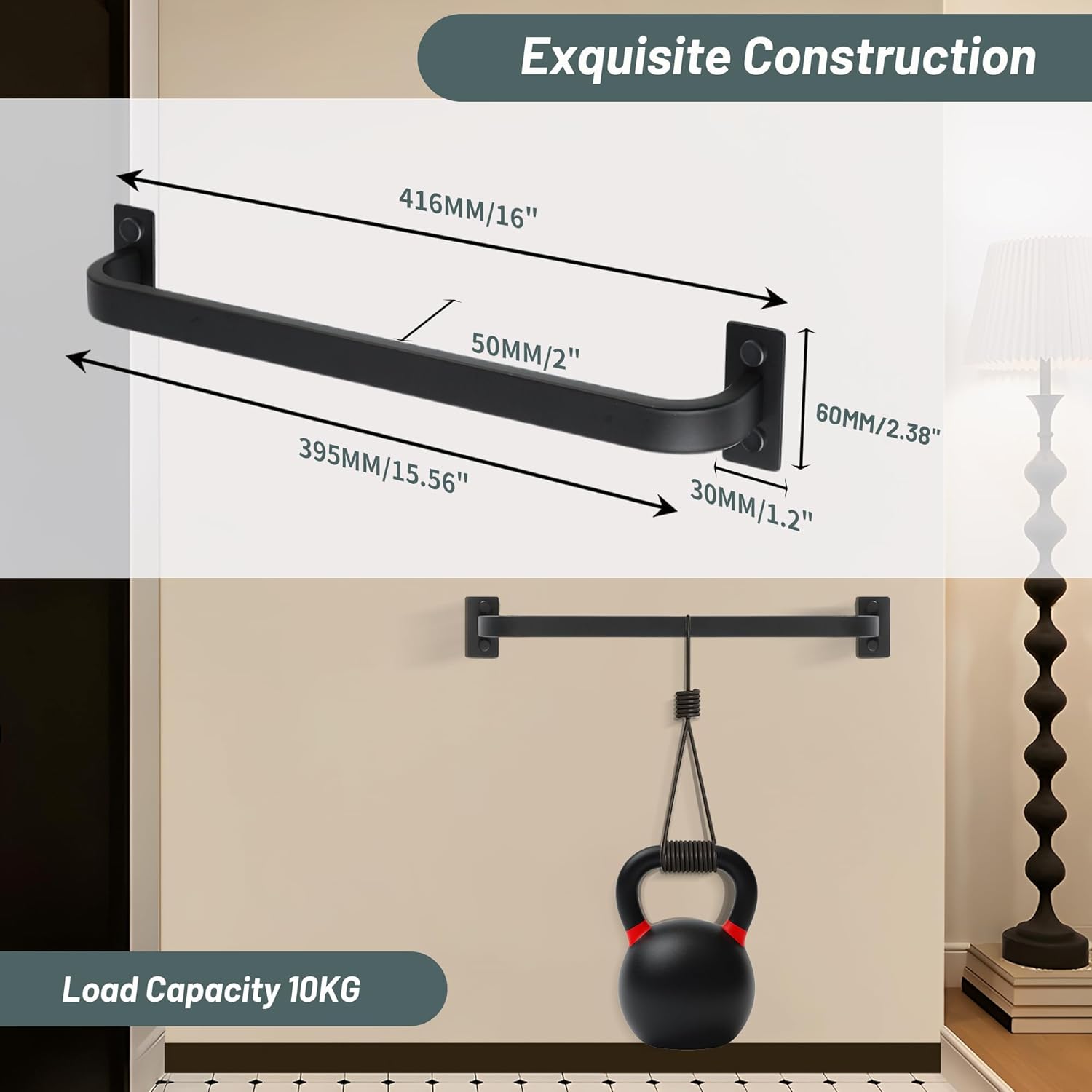 Bathroom Towel Bar, 16 inch Towel Racks for Bathroom Wall Mounted, SUS304 Stainless Steel Heavy Duty Towel Holder Bathroom Accessories Modern Home Decor, Matte Black Finished