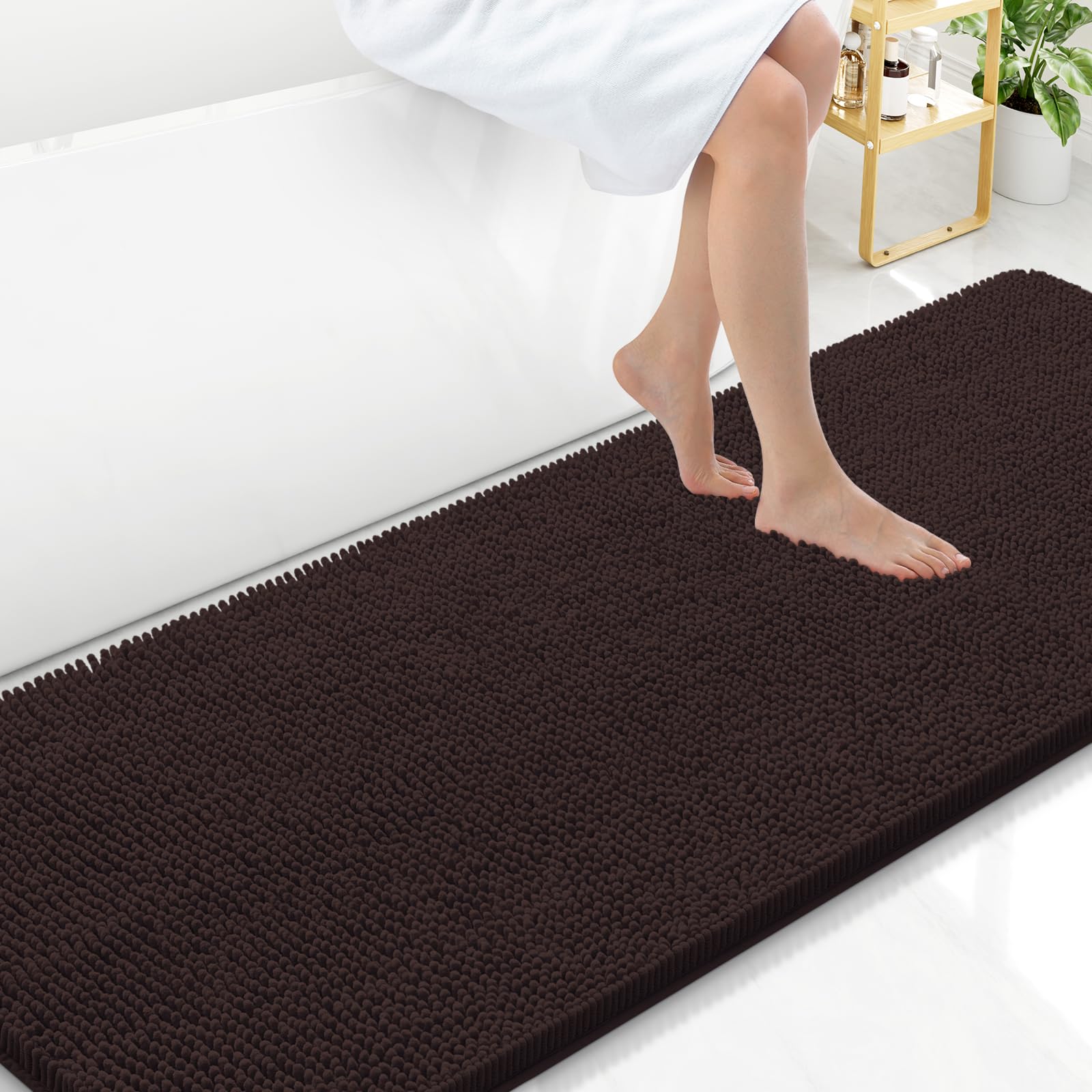 Arotive Bathroom Rugs 30x20, Extra Soft Absorbent Shaggy Chenille Bath Rugs, Machine Washable Rubber Backing Non-Slip Bath Mats for Bathroom Floor Tub and Shower, Home Decor Accessories, Grey