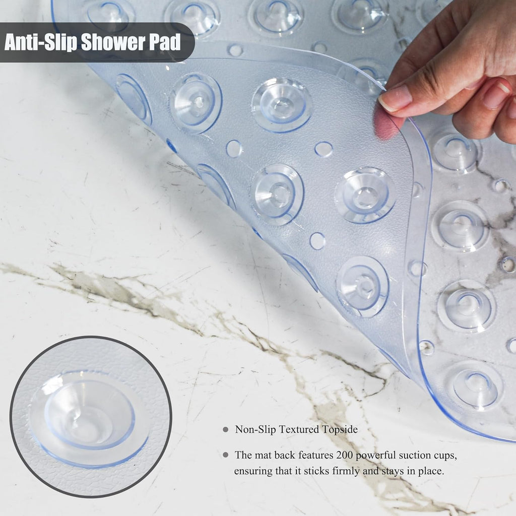 Extra Long Non Slip Bathtub Mat - 40 x 16 Inch Machine Washable Tub Mats with Suction Cups and Drain Holes for Bathroom