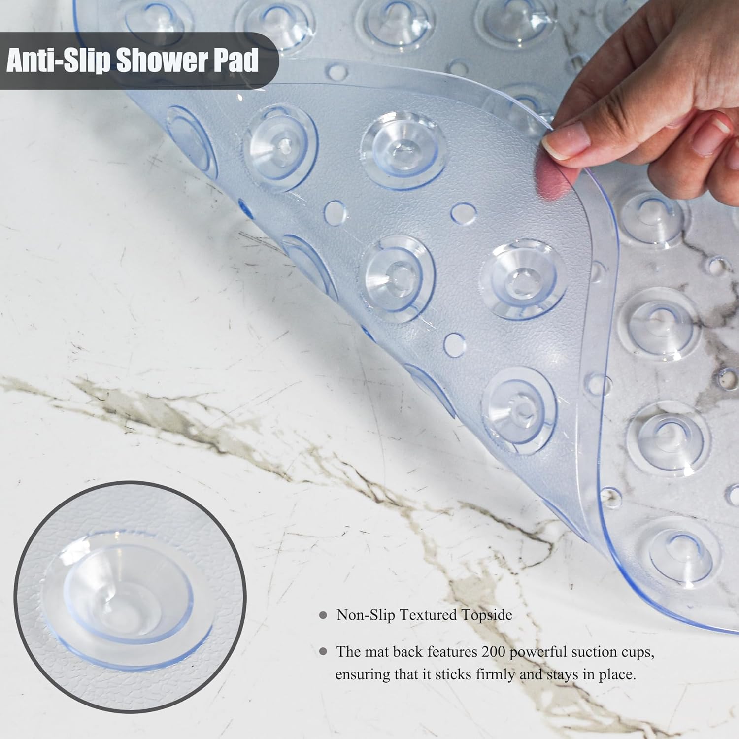 Extra Long Non Slip Bathtub Mat - 40 x 16 Inch Machine Washable Tub Mats with Suction Cups and Drain Holes for Bathroom