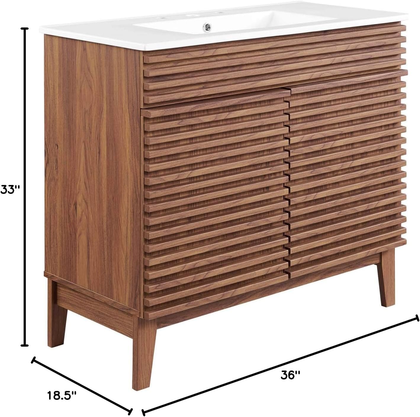 Modway Render 36" Bathroom Vanity in Walnut White