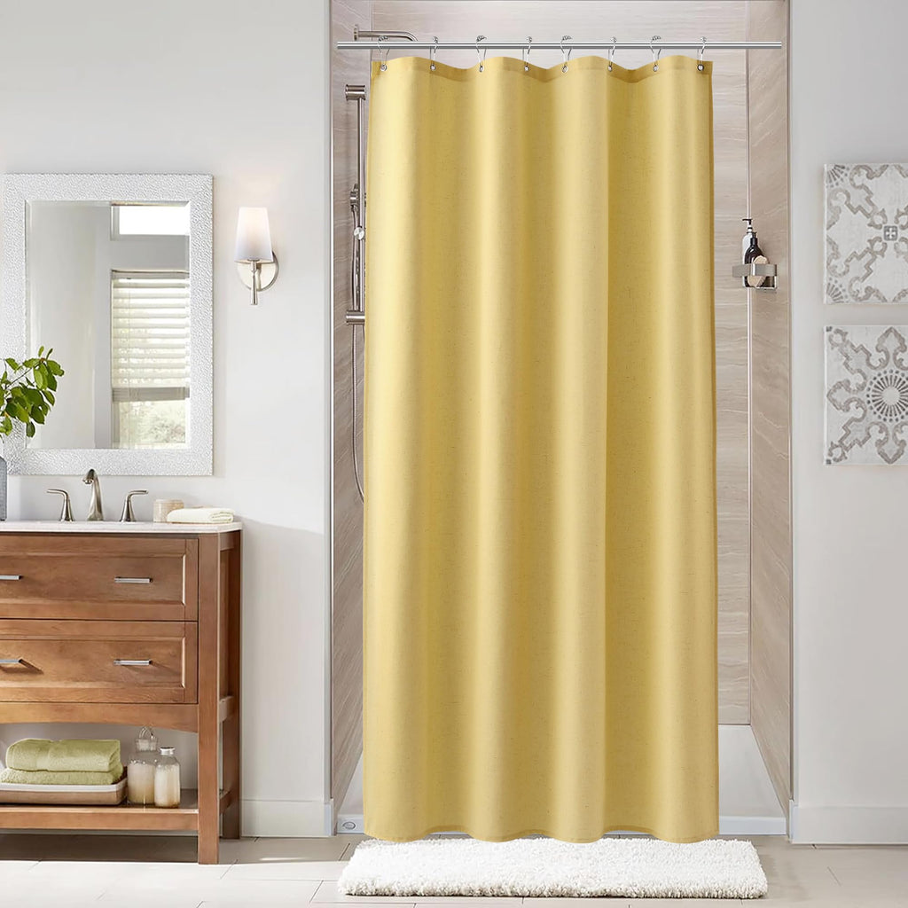 Naturoom Natural Linen Shower Curtain, Country Boho Farmhouse Bath Decor Beige Shower Curtains for Bathroom Neutral Cloth Weighted Textured Fabric Bath Curtain Liner with Hooks, Cream, 72 Inch