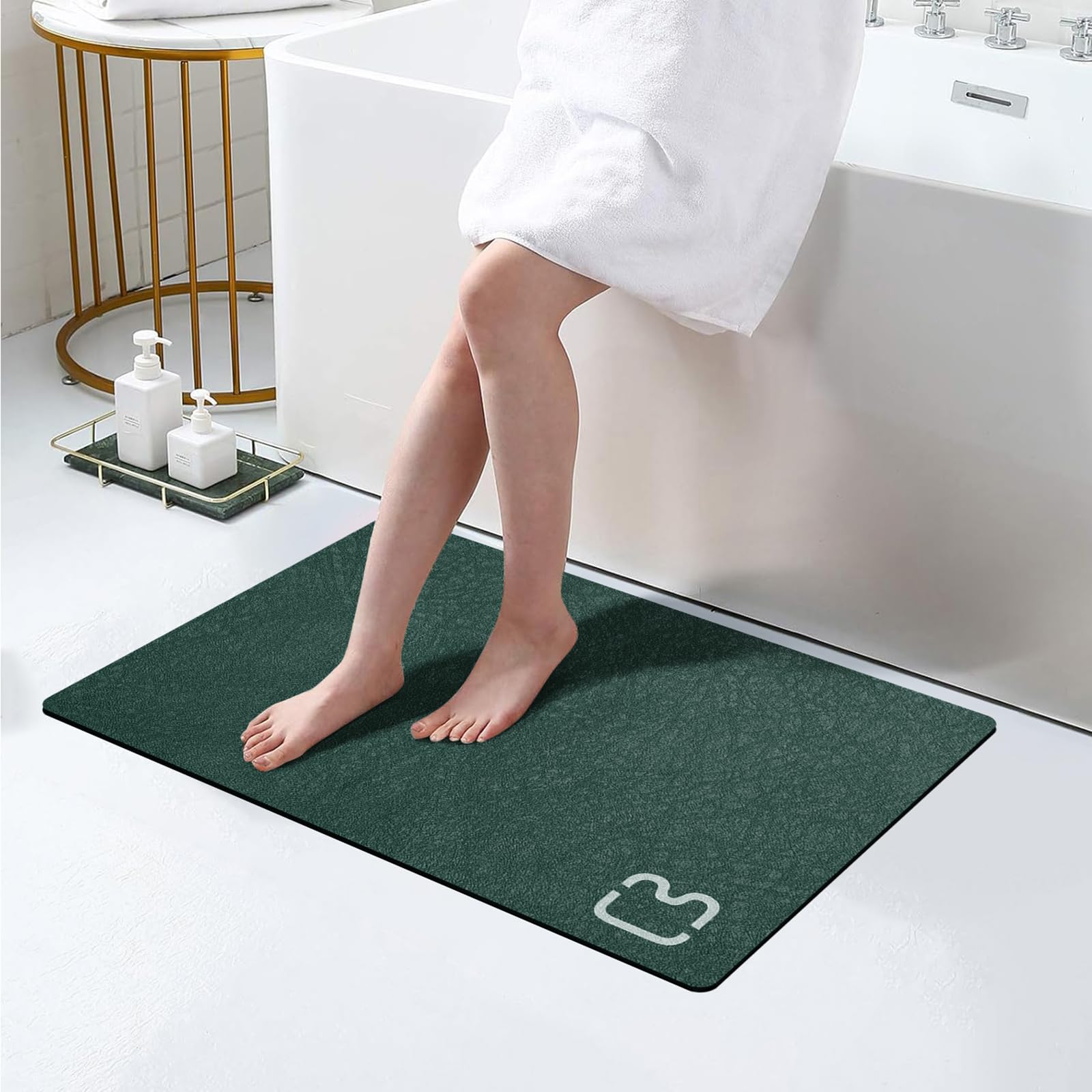Bathroom Runner Mat Rugs Long Diatomite Stone Bath Mat Large Super Absorbent Diatomaceous Earth Bath Mat Non Slip Rubber Backed Fast Dry Shower Mat Thin Bathroom Rugs Floor Mat,15.7"x47.2",Grey