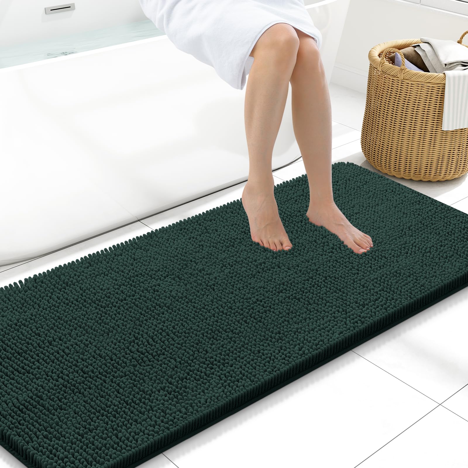 Arotive Bathroom Rugs 30x20, Extra Soft Absorbent Shaggy Chenille Bath Rugs, Machine Washable Rubber Backing Non-Slip Bath Mats for Bathroom Floor Tub and Shower, Home Decor Accessories, Grey
