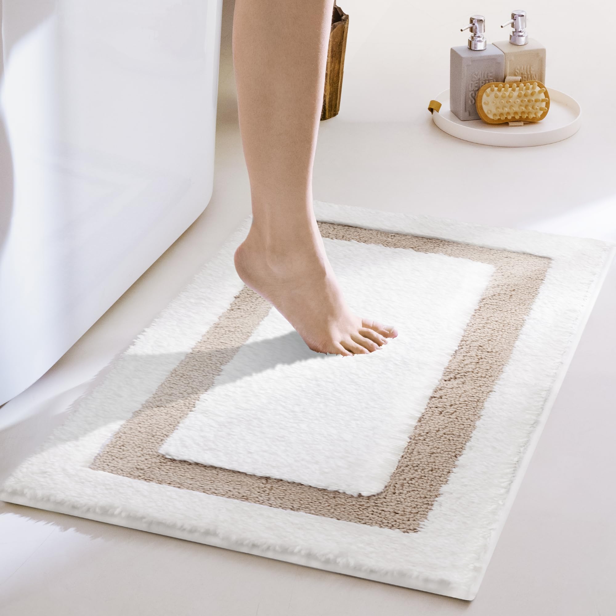 GRANNY SAYS Gray Bathroom Rugs, Bath Mats for Bathroom Non-Slip, Super Soft and Water Absorbent, Microfiber Bath Rugs, Machine Wash Dry, Bath Rugs for Floor, Tub and Shower, 16" x 24"