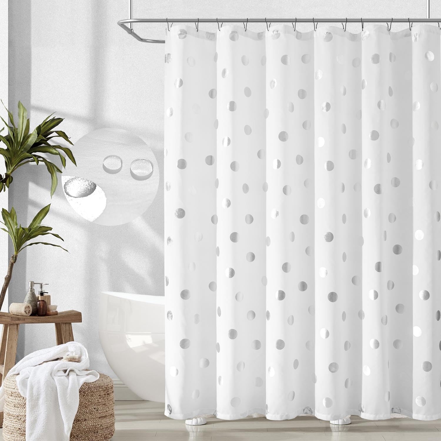 jinchan Black and White Shower Curtain for Bathroom Modern Farmhouse Striped Waterproof Fabric Shower Curtain Set with 12 Hooks Machine Washable 70x72 Inches