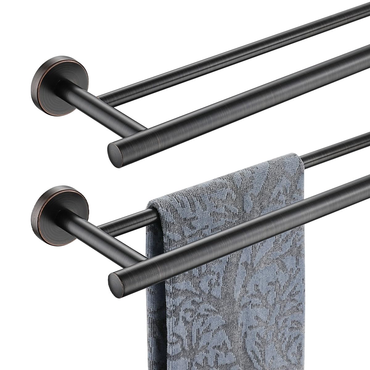 JQK Double Towel Bar 27 Inch, Brass Gold Useable Length 24 Inch 304 Stainless Steel Thicken 0.8mm Bath Towel Rack for Bathroom, Towel Holder Wall Mount, TB100L24-BG