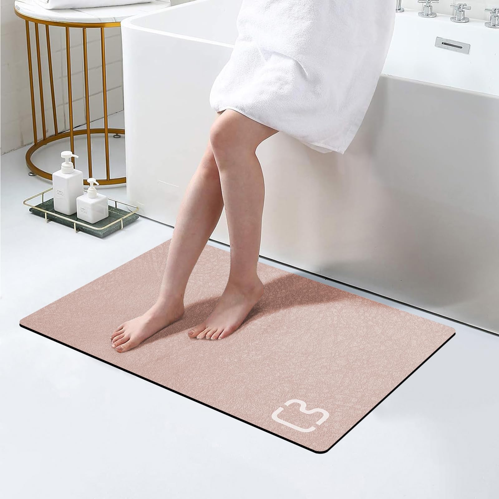 Bathroom Runner Mat Rugs Long Diatomite Stone Bath Mat Large Super Absorbent Diatomaceous Earth Bath Mat Non Slip Rubber Backed Fast Dry Shower Mat Thin Bathroom Rugs Floor Mat,15.7"x47.2",Grey