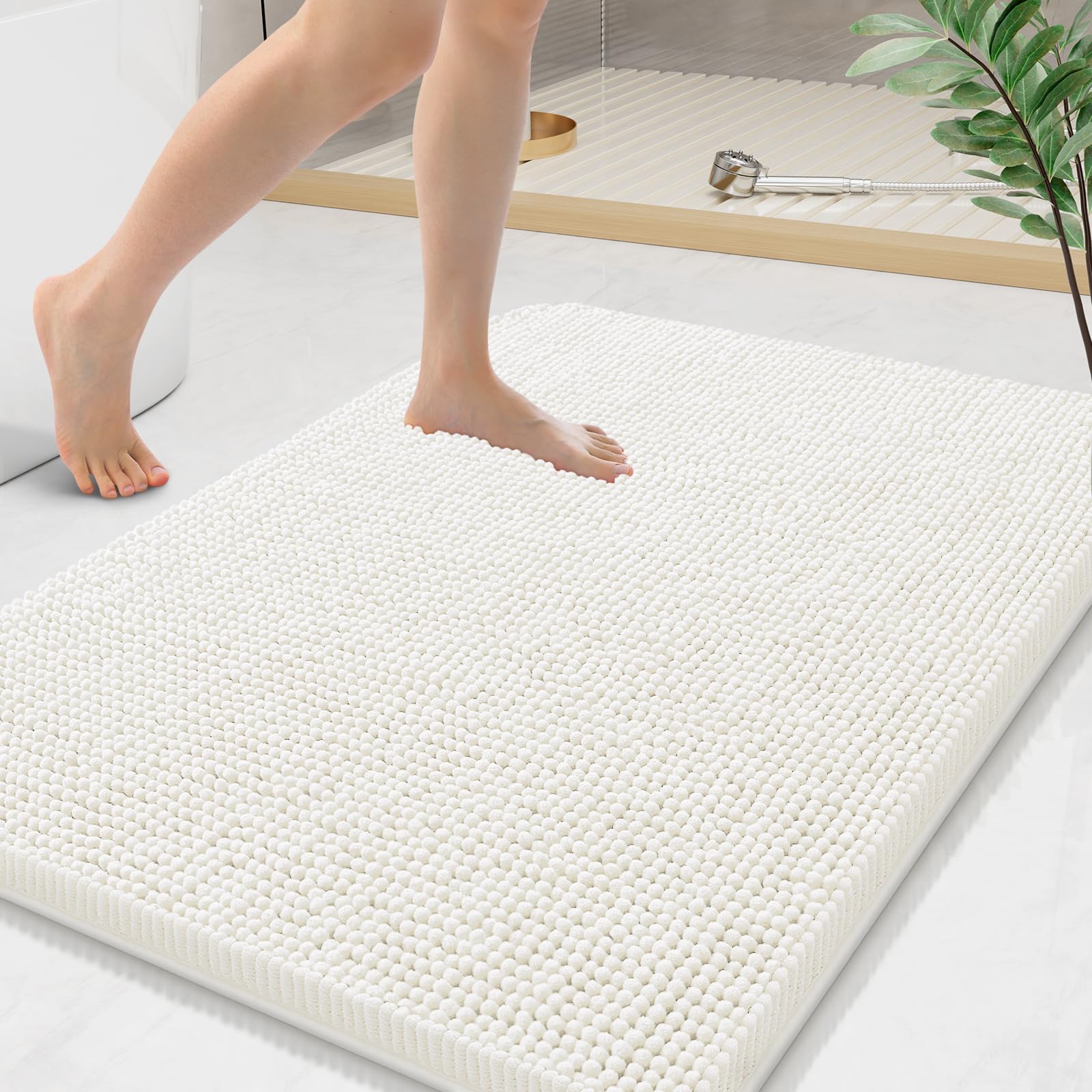 Arotive Bathroom Rugs 30x20, Extra Soft Absorbent Shaggy Chenille Bath Rugs, Machine Washable Rubber Backing Non-Slip Bath Mats for Bathroom Floor Tub and Shower, Home Decor Accessories, Grey