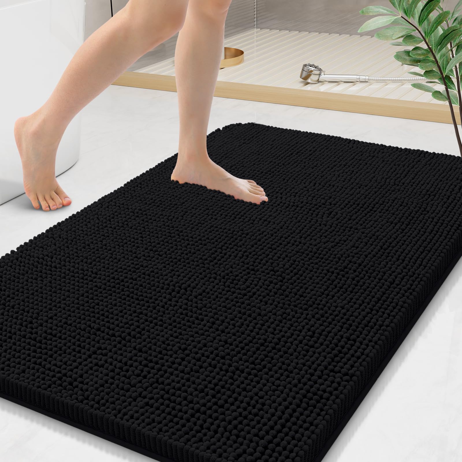 Arotive Bathroom Rugs 30x20, Extra Soft Absorbent Shaggy Chenille Bath Rugs, Machine Washable Rubber Backing Non-Slip Bath Mats for Bathroom Floor Tub and Shower, Home Decor Accessories, Grey