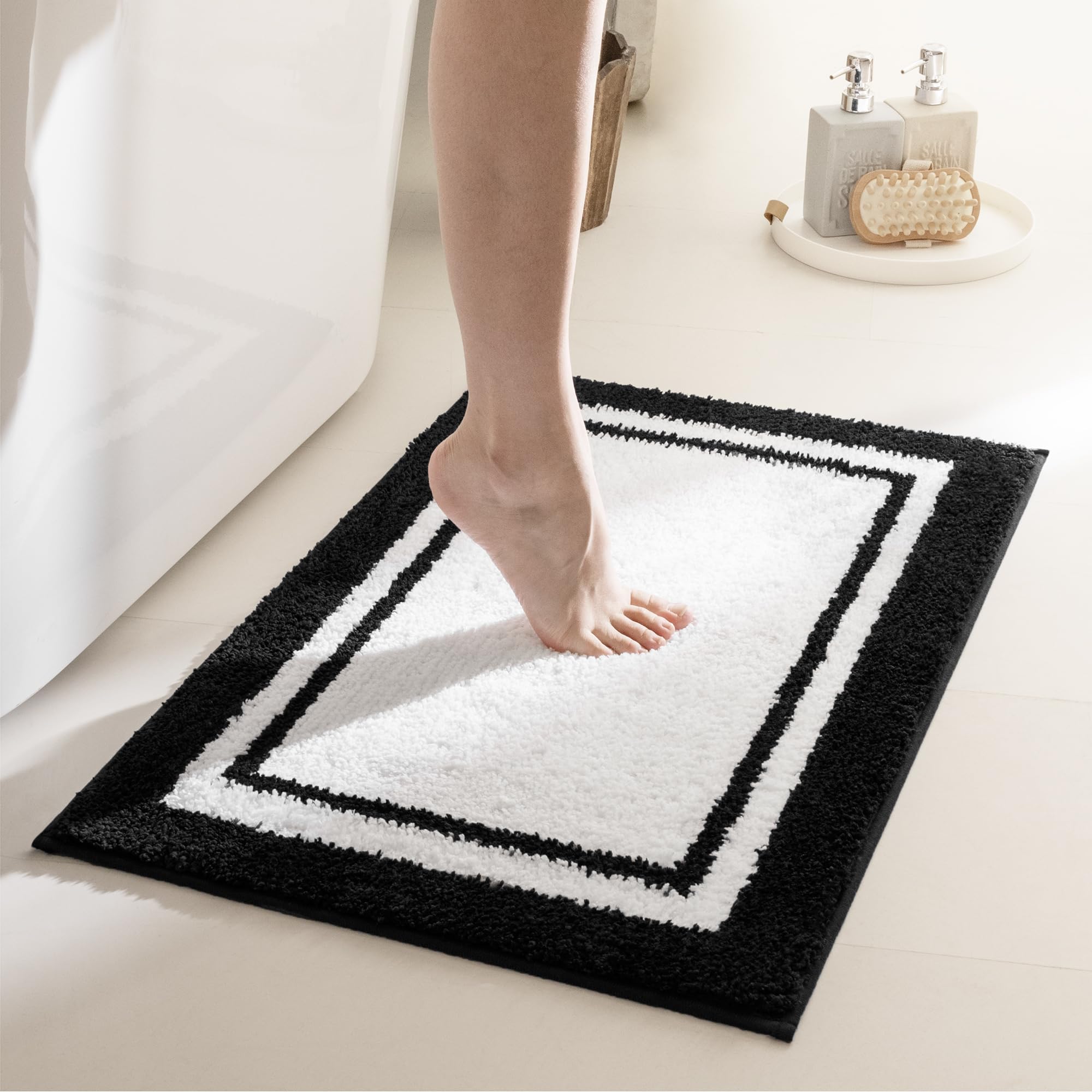 GRANNY SAYS Gray Bathroom Rugs, Bath Mats for Bathroom Non-Slip, Super Soft and Water Absorbent, Microfiber Bath Rugs, Machine Wash Dry, Bath Rugs for Floor, Tub and Shower, 16" x 24"