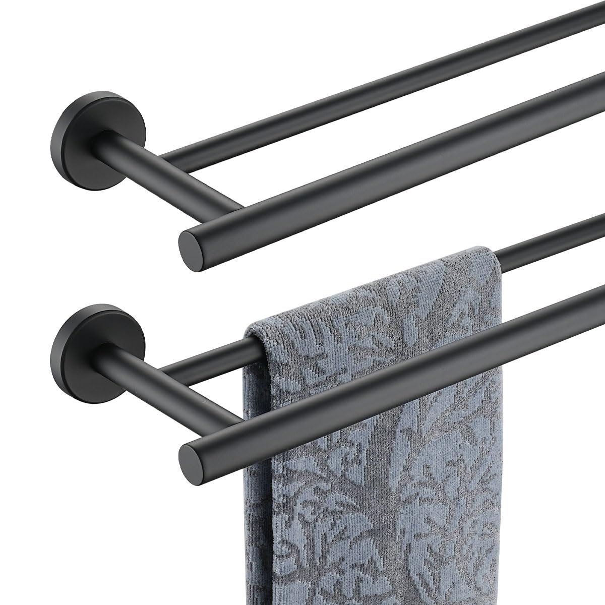 JQK Double Towel Bar 27 Inch, Brass Gold Useable Length 24 Inch 304 Stainless Steel Thicken 0.8mm Bath Towel Rack for Bathroom, Towel Holder Wall Mount, TB100L24-BG