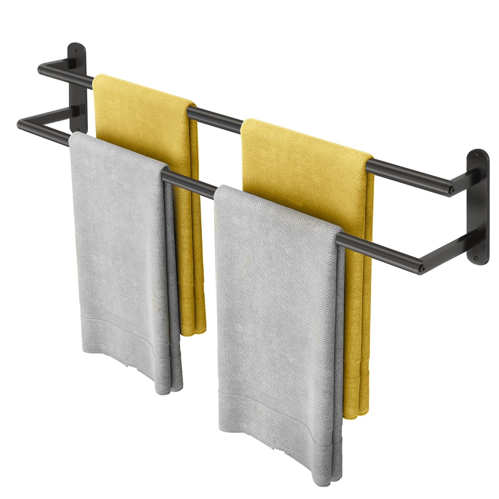Double Towel Bar 32 Inch, Towel Racks for Bathroom, Wall Mount Bathroom Towel Holder, Stainless Steel Bathroom Towel Rack, Towel Rod Double Towel Hanger(Matte Black)