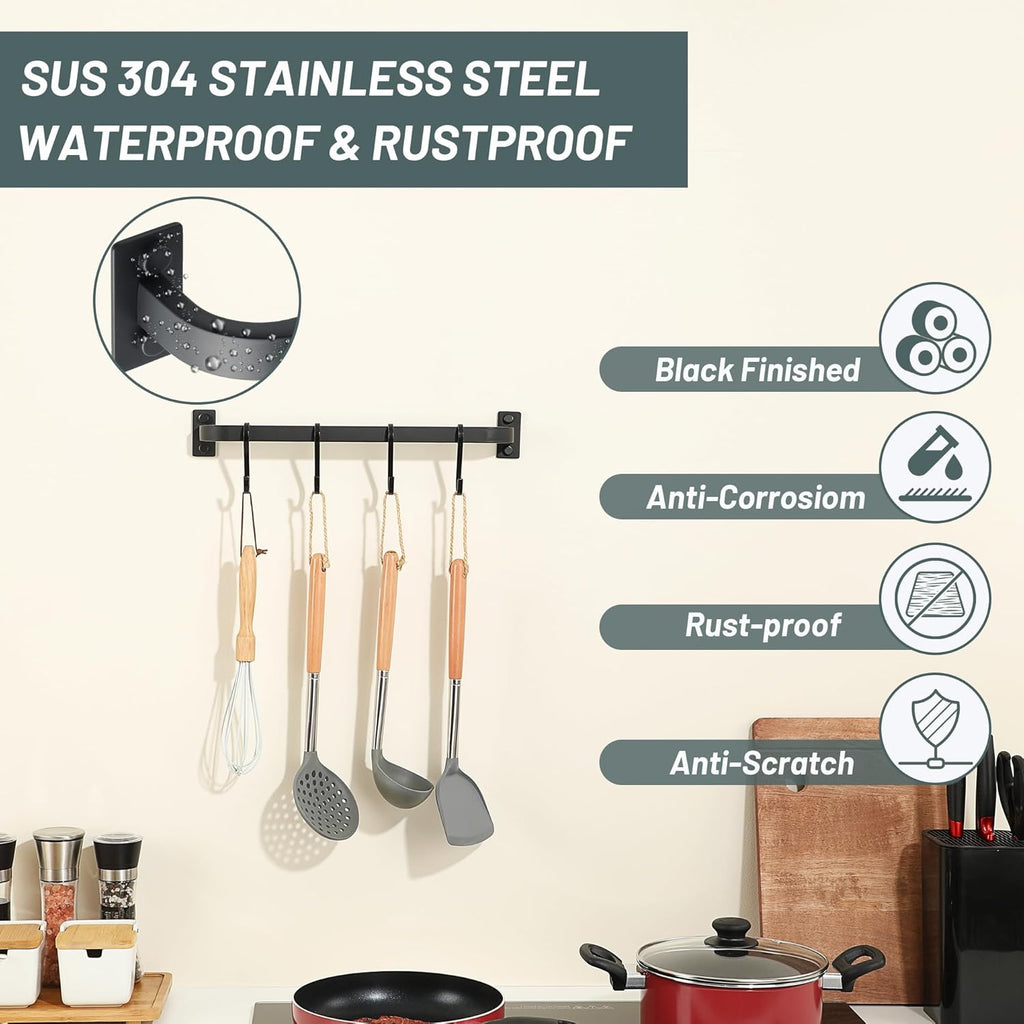 Bathroom Towel Bar, 16 inch Towel Racks for Bathroom Wall Mounted, SUS304 Stainless Steel Heavy Duty Towel Holder Bathroom Accessories Modern Home Decor, Matte Black Finished