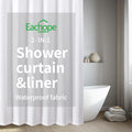 eachope Waterproof Fabric Shower Curtain,No Liner Needed,TPU Laminated Polyester Shower Curtain,Chevron Striped Design with Weighted Magnets and Metal Grommets,72 x 72 Inch,White