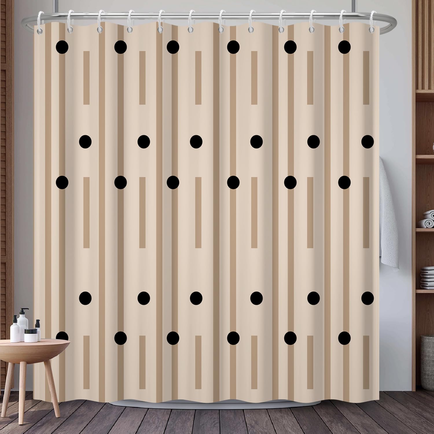 Mountain Landscape Shower Curtain with Hooks, Zen Inspired Design with Birds & Scenic Path, Waterproof Fabric Bath Curtain for Nature Lovers Bathroom Decor, 71x74 Inch