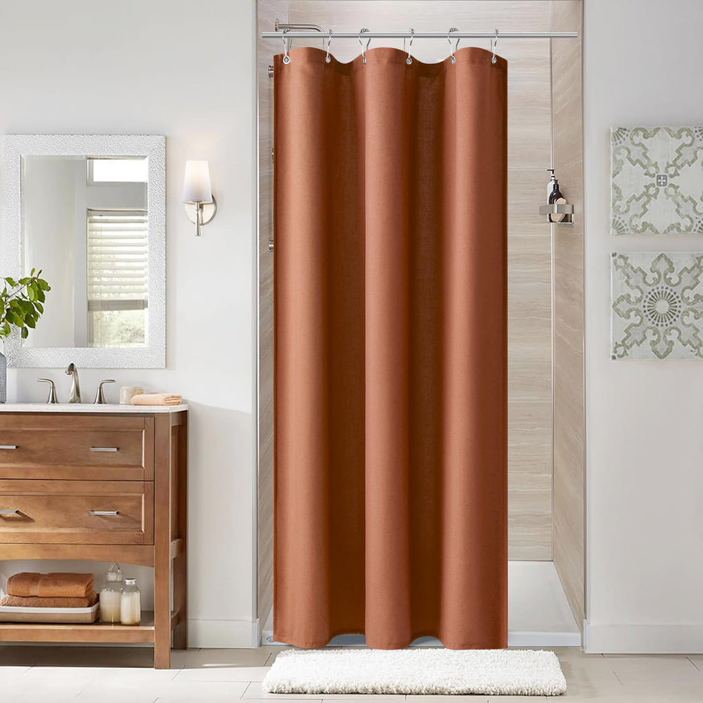 Naturoom Natural Linen Shower Curtain, Country Boho Farmhouse Bath Decor Beige Shower Curtains for Bathroom Neutral Cloth Weighted Textured Fabric Bath Curtain Liner with Hooks, Cream, 72 Inch