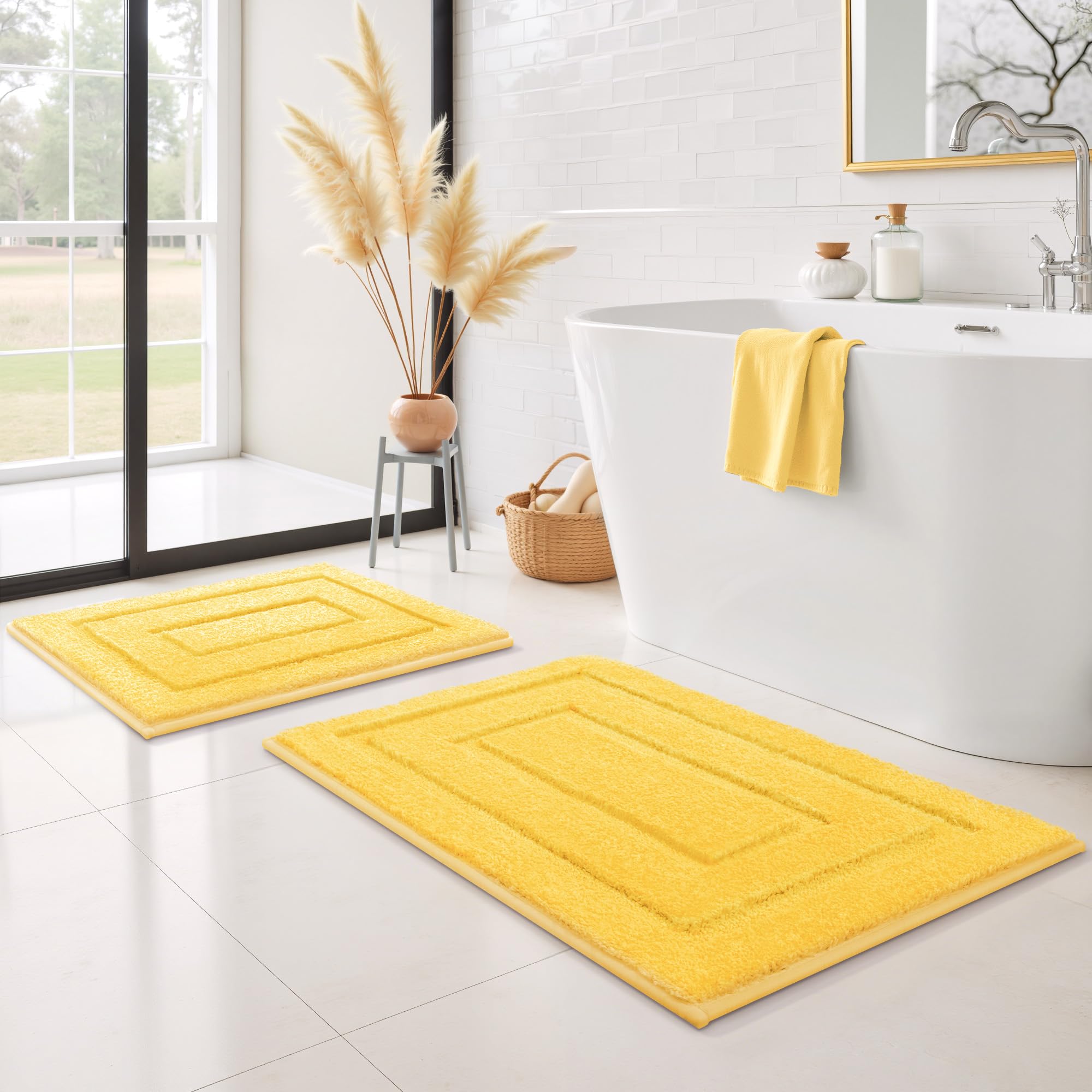GRANNY SAYS Gray Bathroom Rugs, Bath Mats for Bathroom Non-Slip, Super Soft and Water Absorbent, Microfiber Bath Rugs, Machine Wash Dry, Bath Rugs for Floor, Tub and Shower, 16" x 24"