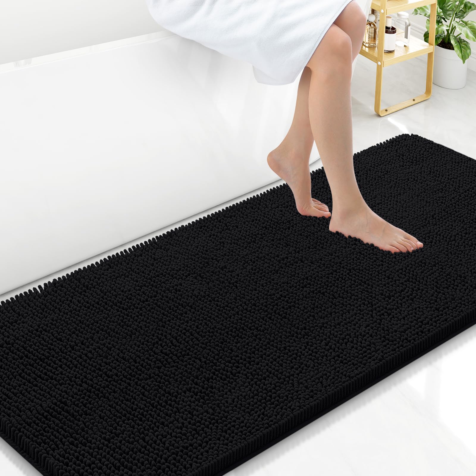 Arotive Bathroom Rugs 30x20, Extra Soft Absorbent Shaggy Chenille Bath Rugs, Machine Washable Rubber Backing Non-Slip Bath Mats for Bathroom Floor Tub and Shower, Home Decor Accessories, Grey