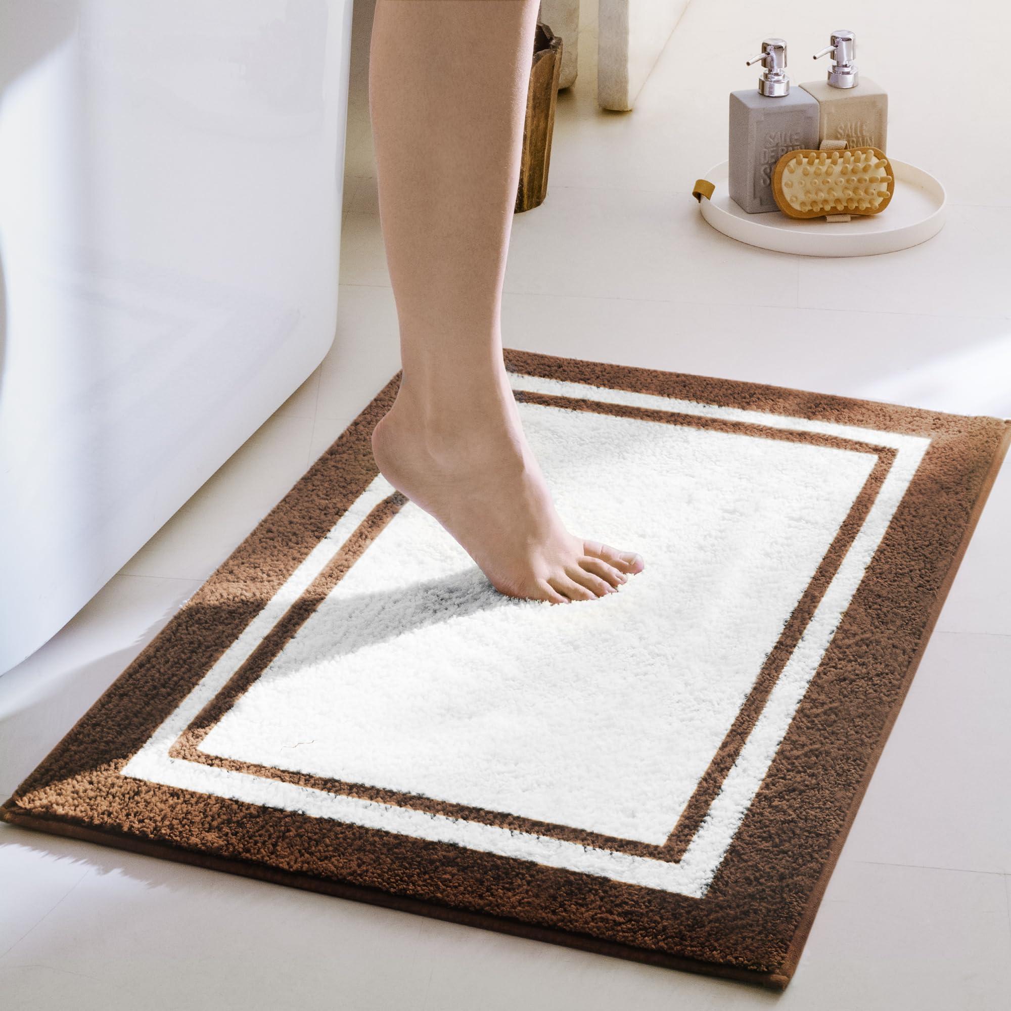 GRANNY SAYS Gray Bathroom Rugs, Bath Mats for Bathroom Non-Slip, Super Soft and Water Absorbent, Microfiber Bath Rugs, Machine Wash Dry, Bath Rugs for Floor, Tub and Shower, 16" x 24"