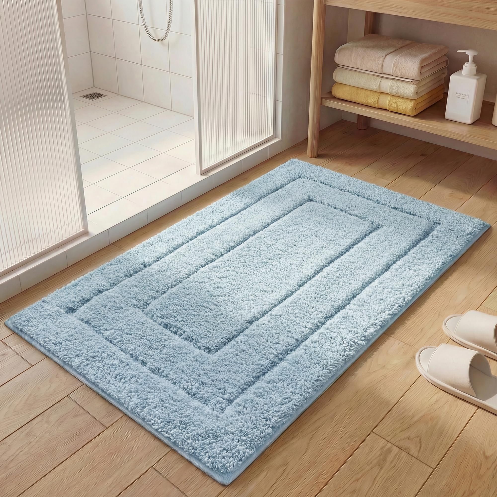 GRANNY SAYS Gray Bathroom Rugs, Bath Mats for Bathroom Non-Slip, Super Soft and Water Absorbent, Microfiber Bath Rugs, Machine Wash Dry, Bath Rugs for Floor, Tub and Shower, 16" x 24"