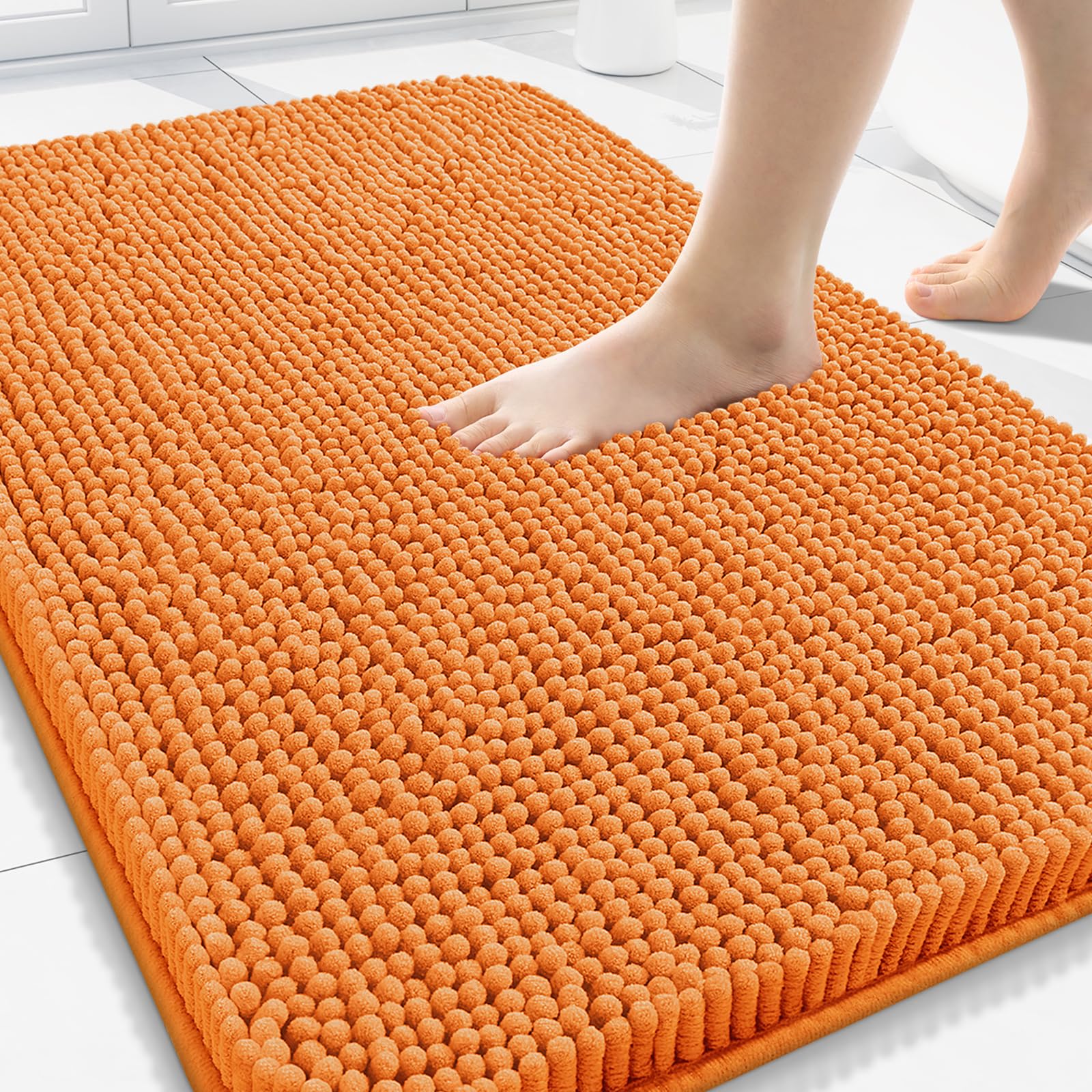 Arotive Bathroom Rugs 30x20, Extra Soft Absorbent Shaggy Chenille Bath Rugs, Machine Washable Rubber Backing Non-Slip Bath Mats for Bathroom Floor Tub and Shower, Home Decor Accessories, Grey