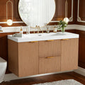 60" Bathroom Vanity with Sink Combo, Floating Double Sink Bathroom Vanity with SMC Resin Top, MDF Cabinet with Solid Wood Frame, Wall-Mounted Bath Room Vanities for Large Bathrooms, Wood