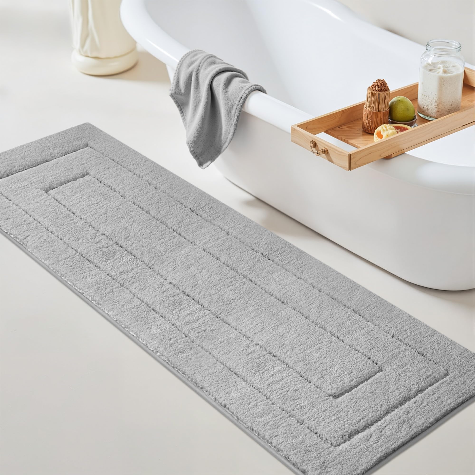 GRANNY SAYS Gray Bathroom Rugs, Bath Mats for Bathroom Non-Slip, Super Soft and Water Absorbent, Microfiber Bath Rugs, Machine Wash Dry, Bath Rugs for Floor, Tub and Shower, 16" x 24"