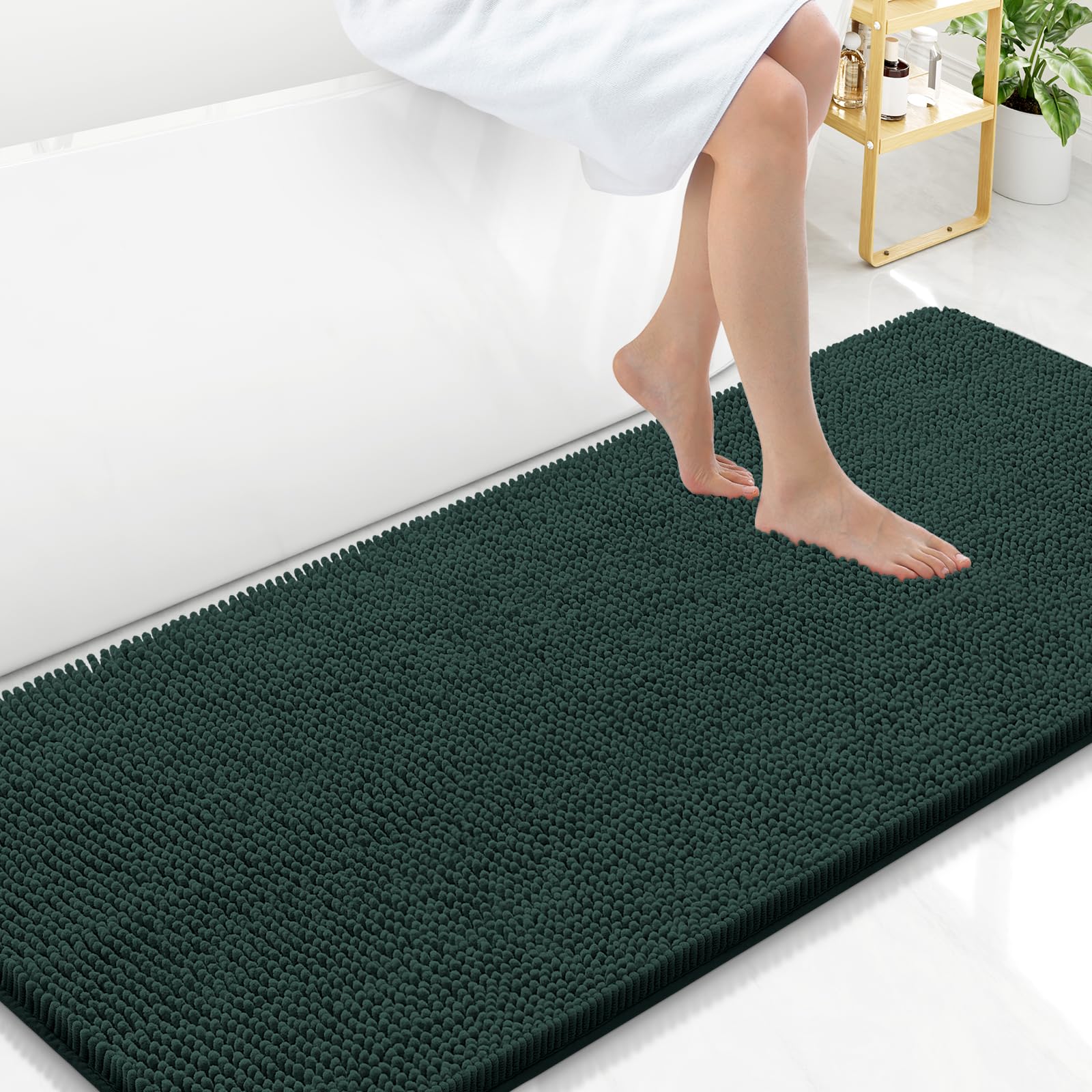 Arotive Bathroom Rugs 30x20, Extra Soft Absorbent Shaggy Chenille Bath Rugs, Machine Washable Rubber Backing Non-Slip Bath Mats for Bathroom Floor Tub and Shower, Home Decor Accessories, Grey