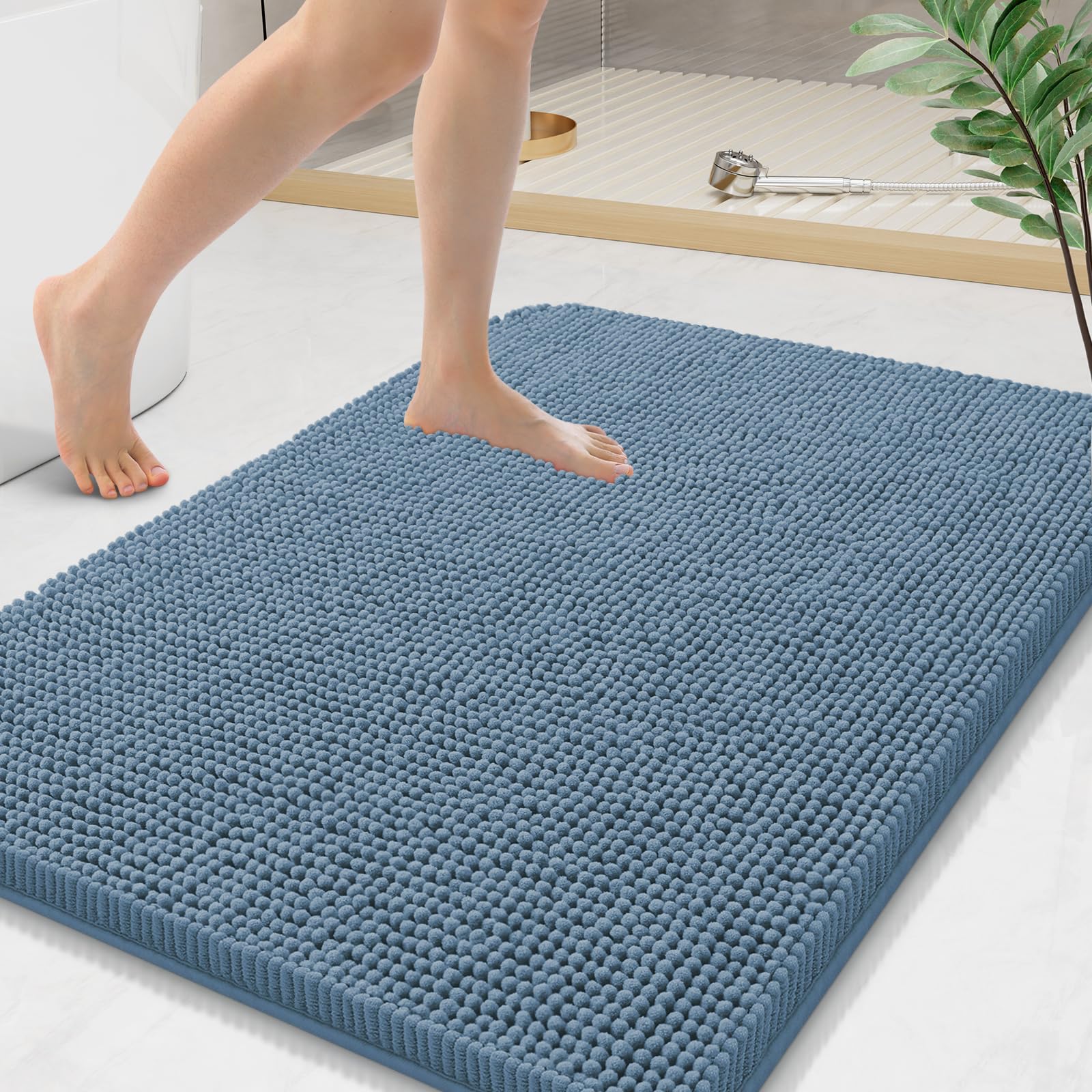 Arotive Bathroom Rugs 30x20, Extra Soft Absorbent Shaggy Chenille Bath Rugs, Machine Washable Rubber Backing Non-Slip Bath Mats for Bathroom Floor Tub and Shower, Home Decor Accessories, Grey