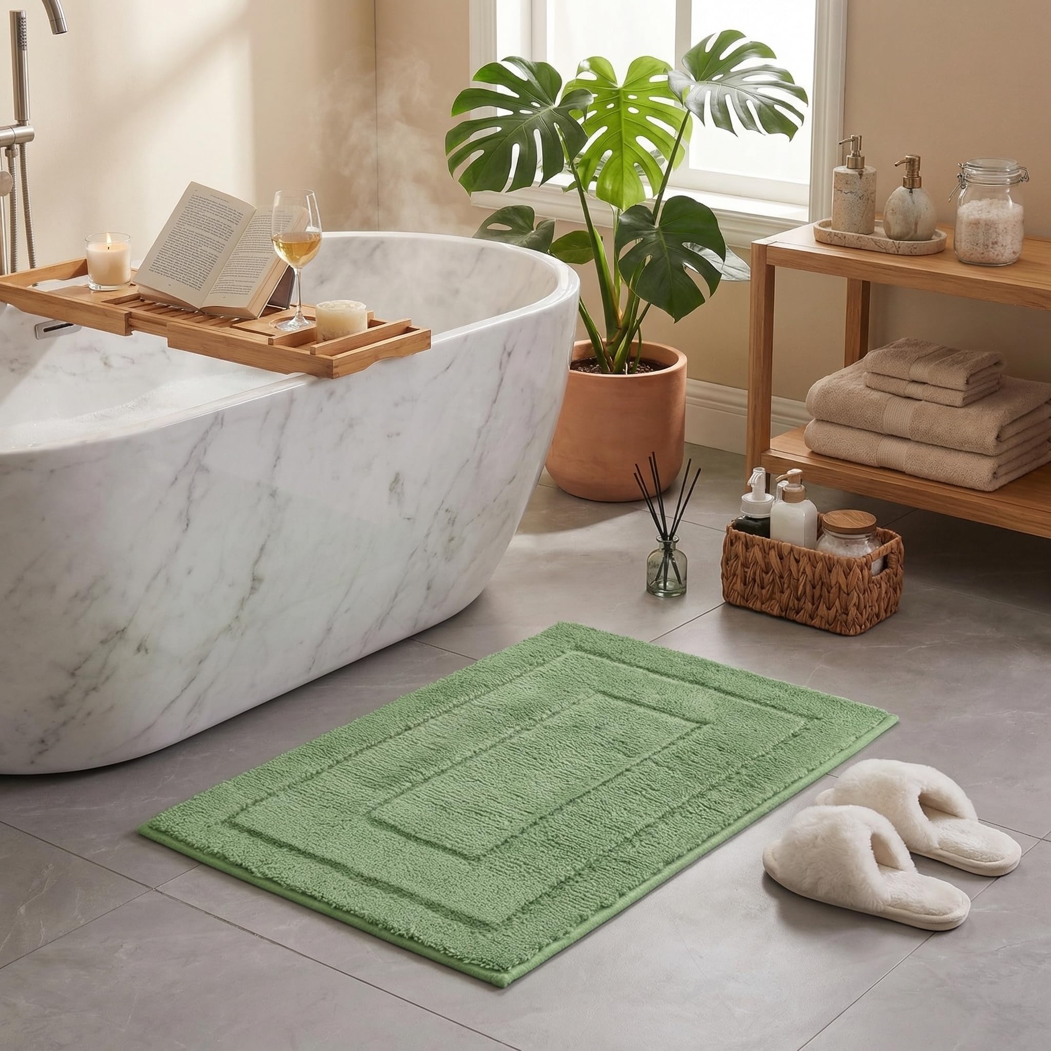 GRANNY SAYS Gray Bathroom Rugs, Bath Mats for Bathroom Non-Slip, Super Soft and Water Absorbent, Microfiber Bath Rugs, Machine Wash Dry, Bath Rugs for Floor, Tub and Shower, 16" x 24"