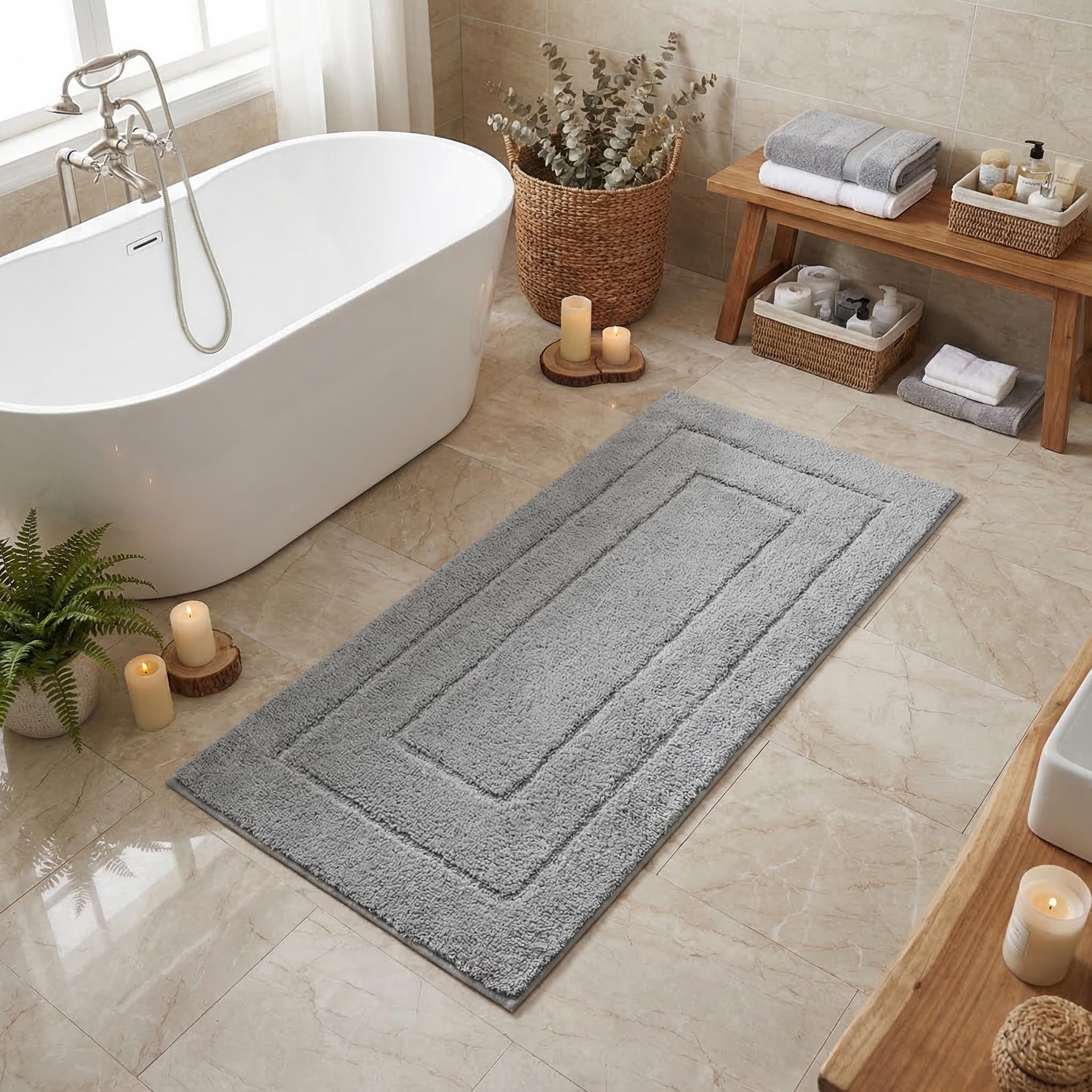GRANNY SAYS Gray Bathroom Rugs, Bath Mats for Bathroom Non-Slip, Super Soft and Water Absorbent, Microfiber Bath Rugs, Machine Wash Dry, Bath Rugs for Floor, Tub and Shower, 16" x 24"
