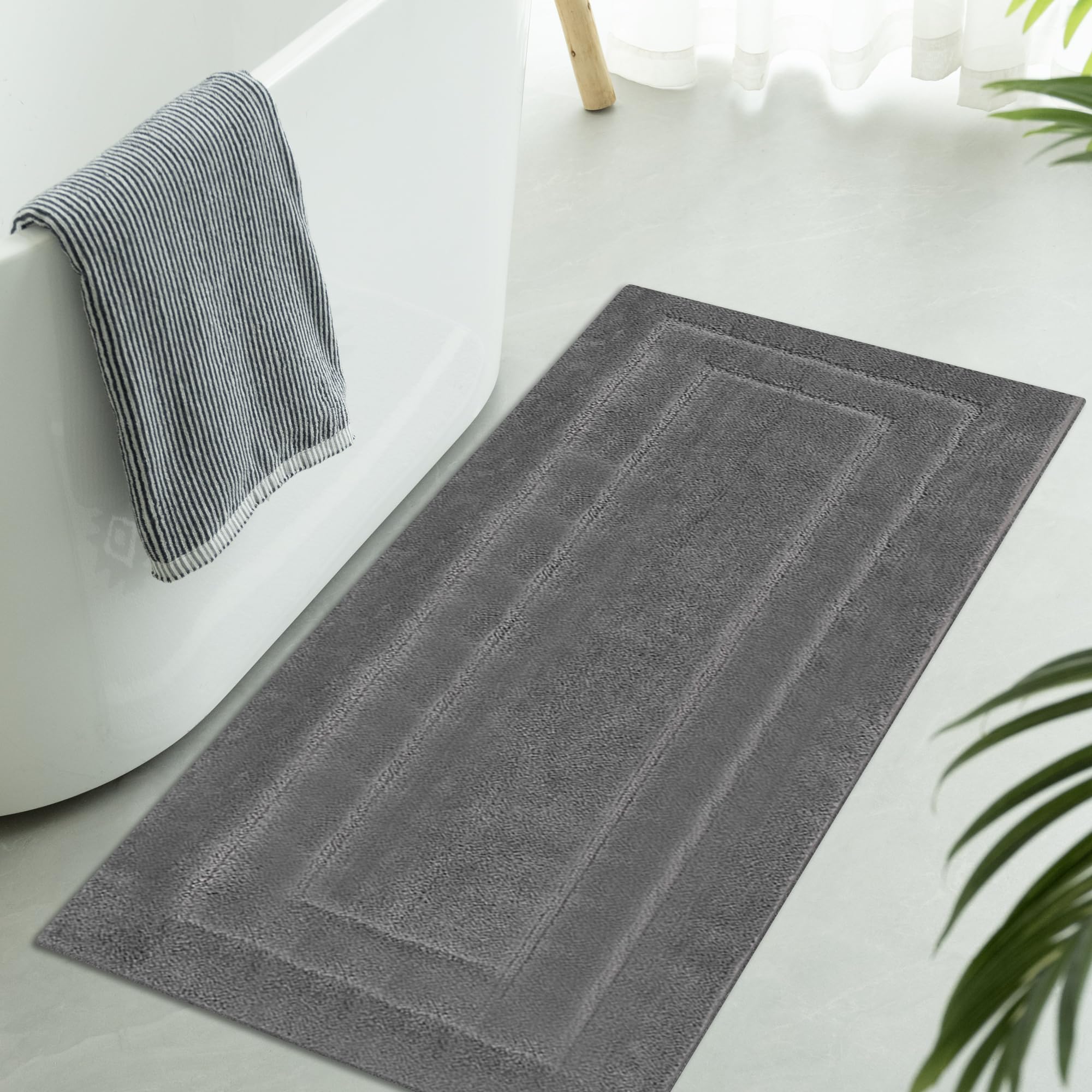 GRANNY SAYS Gray Bathroom Rugs, Bath Mats for Bathroom Non-Slip, Super Soft and Water Absorbent, Microfiber Bath Rugs, Machine Wash Dry, Bath Rugs for Floor, Tub and Shower, 16" x 24"