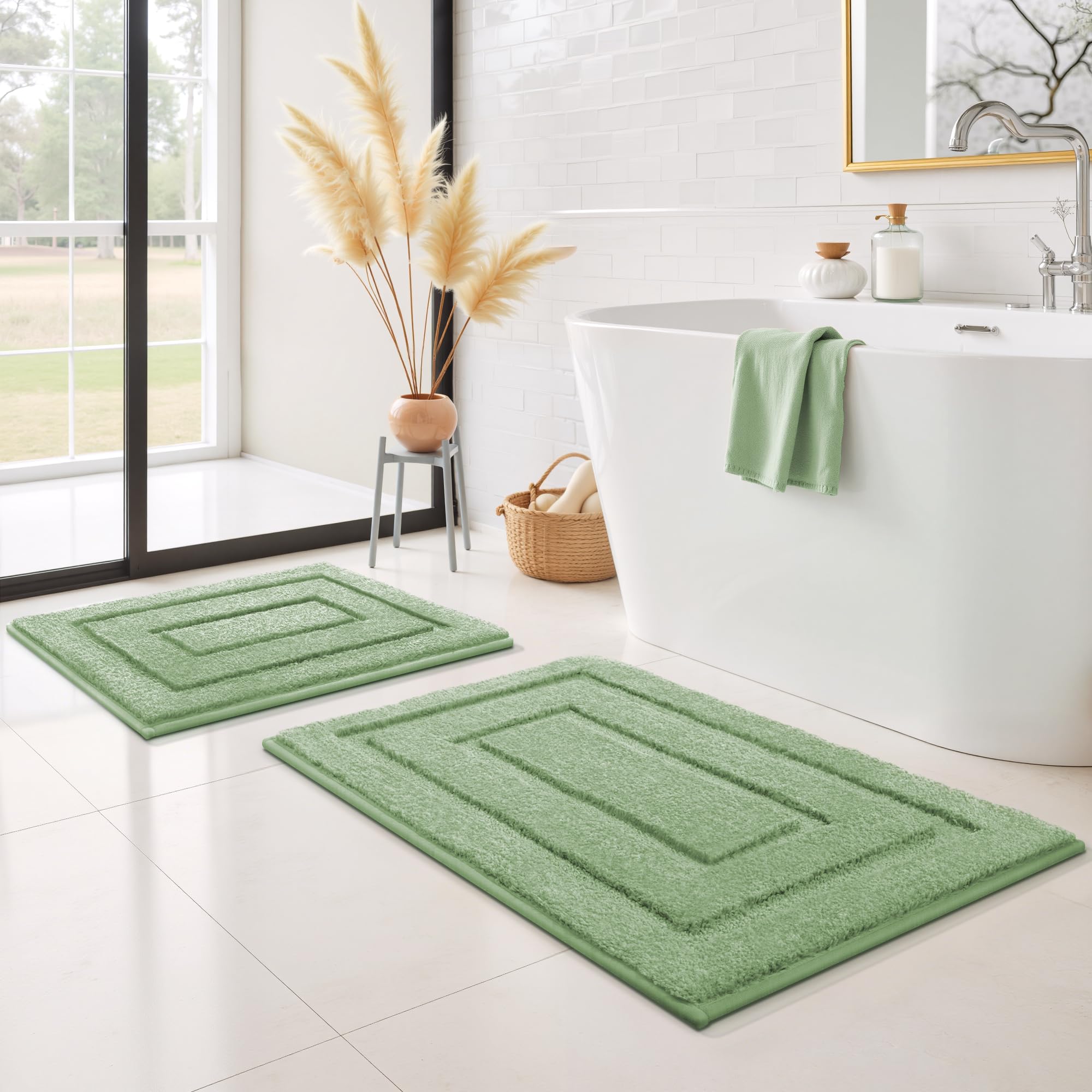 GRANNY SAYS Gray Bathroom Rugs, Bath Mats for Bathroom Non-Slip, Super Soft and Water Absorbent, Microfiber Bath Rugs, Machine Wash Dry, Bath Rugs for Floor, Tub and Shower, 16" x 24"