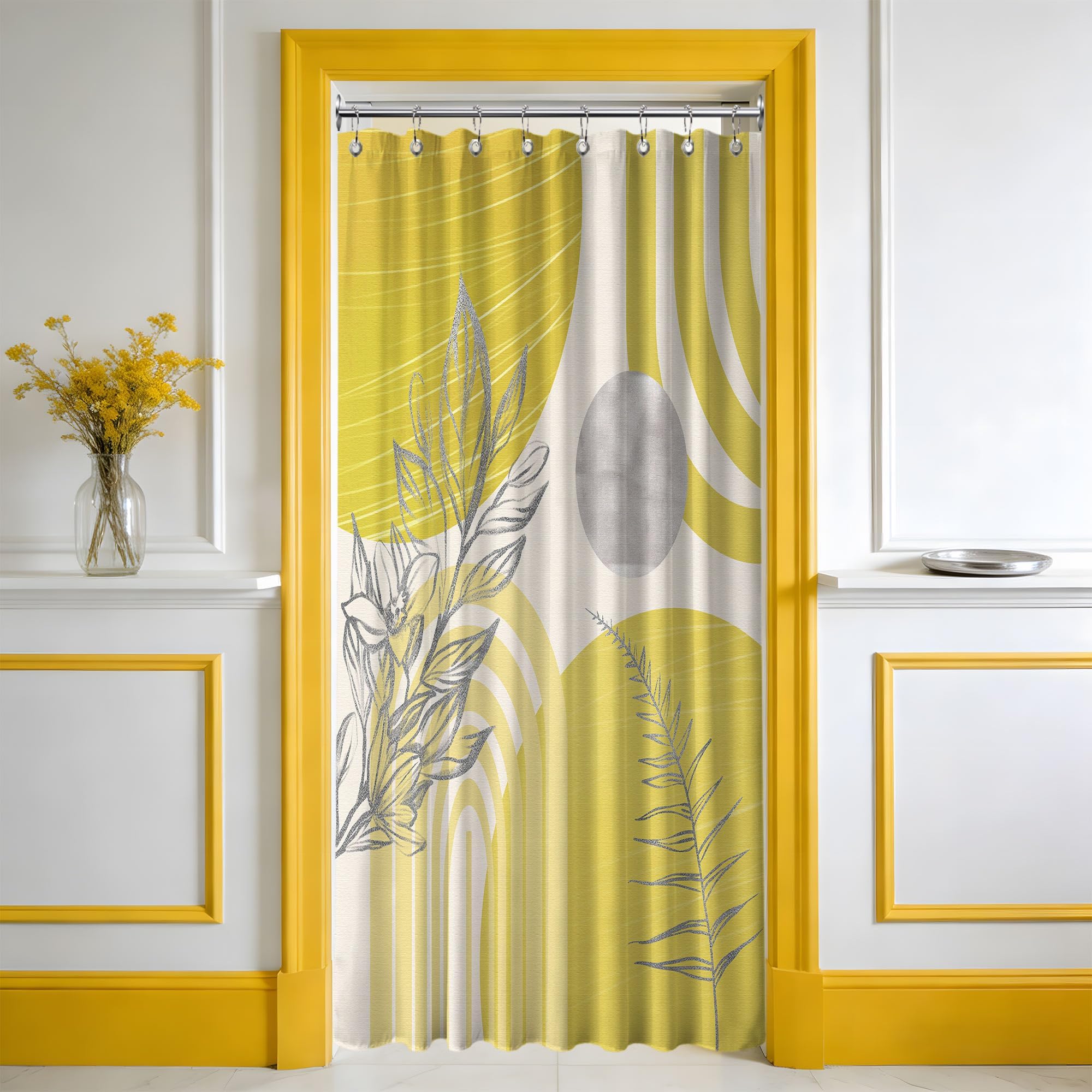 Mid Century Modern Black and Brown Shower Curtain Boho Beige and Dark Tan Gold Shower Curtains for Mens Bathroom Decor Sets, Waterproof Cloth Fabric with Hooks, 70x72in