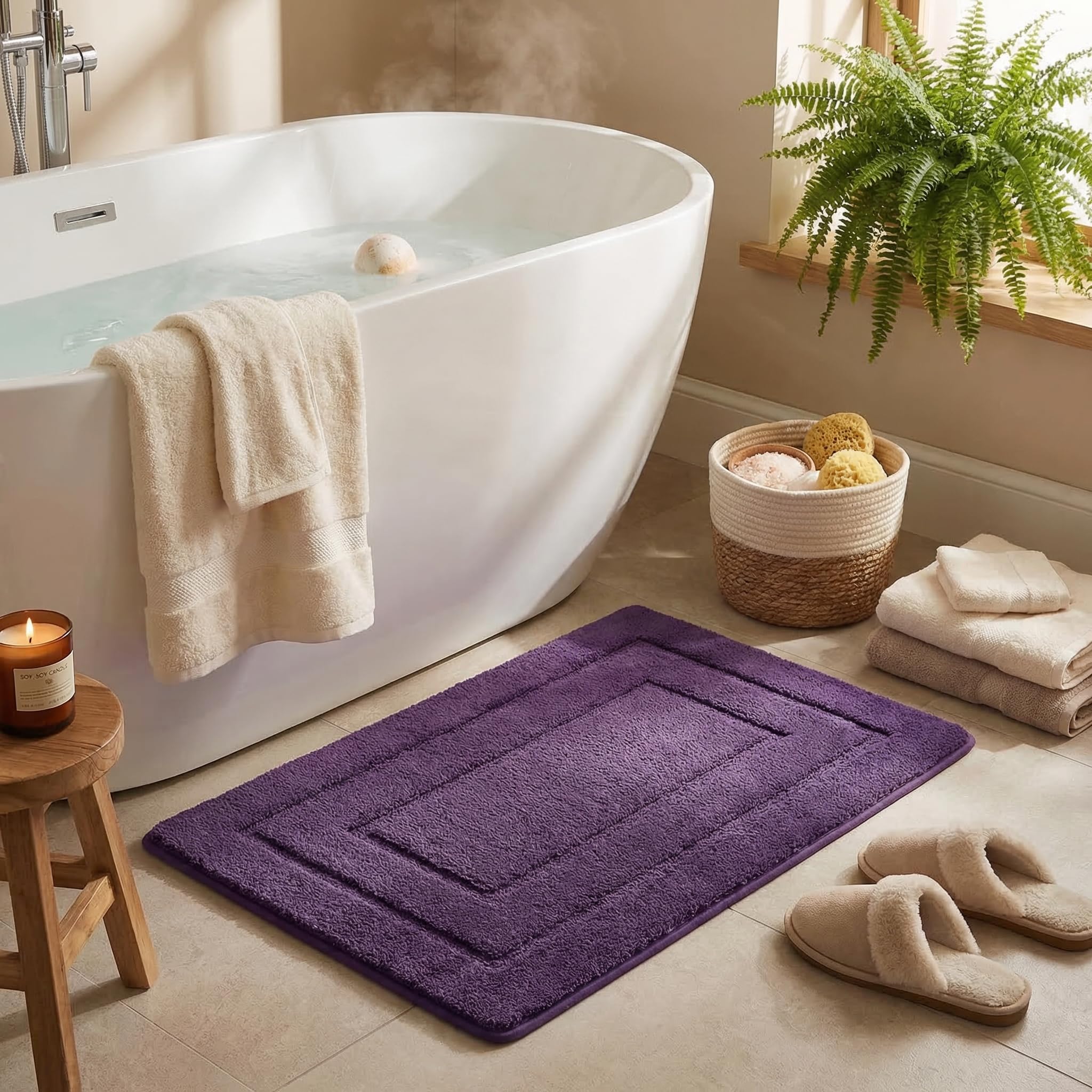 GRANNY SAYS Gray Bathroom Rugs, Bath Mats for Bathroom Non-Slip, Super Soft and Water Absorbent, Microfiber Bath Rugs, Machine Wash Dry, Bath Rugs for Floor, Tub and Shower, 16" x 24"