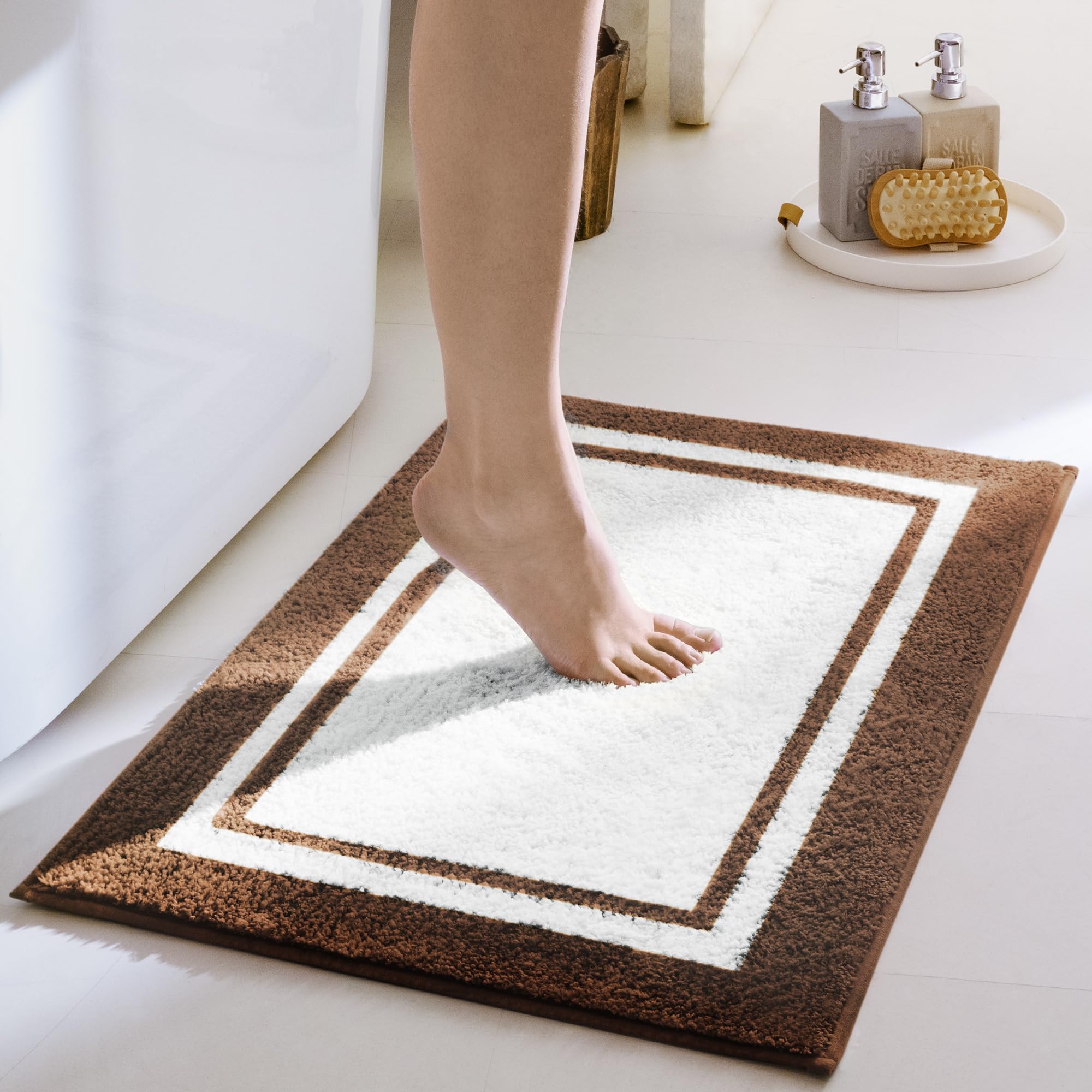 GRANNY SAYS Gray Bathroom Rugs, Bath Mats for Bathroom Non-Slip, Super Soft and Water Absorbent, Microfiber Bath Rugs, Machine Wash Dry, Bath Rugs for Floor, Tub and Shower, 16" x 24"