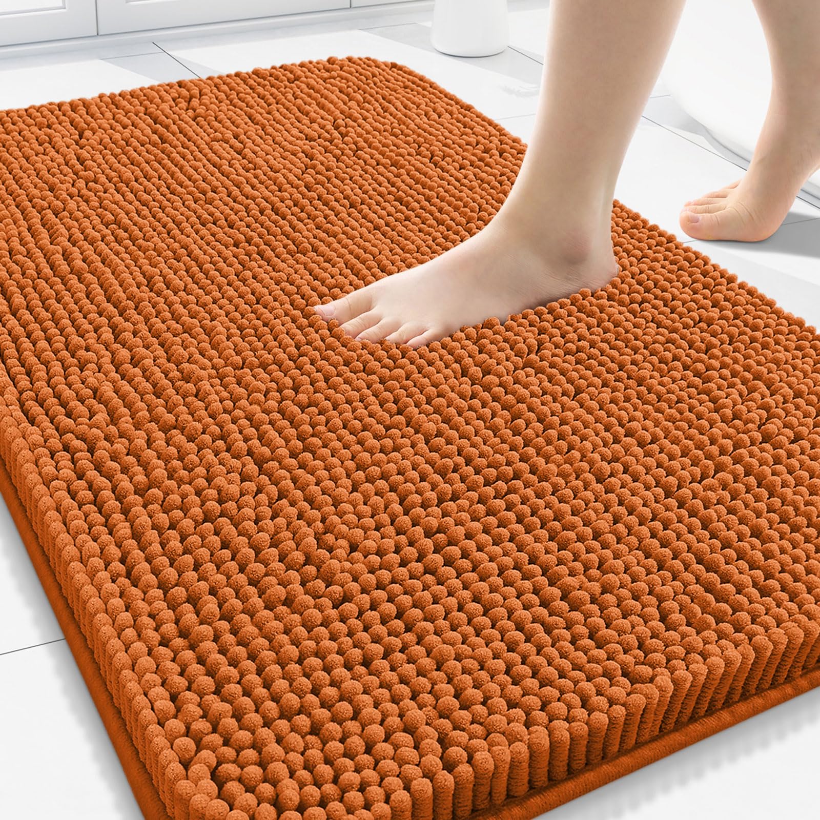 Arotive Bathroom Rugs 30x20, Extra Soft Absorbent Shaggy Chenille Bath Rugs, Machine Washable Rubber Backing Non-Slip Bath Mats for Bathroom Floor Tub and Shower, Home Decor Accessories, Grey